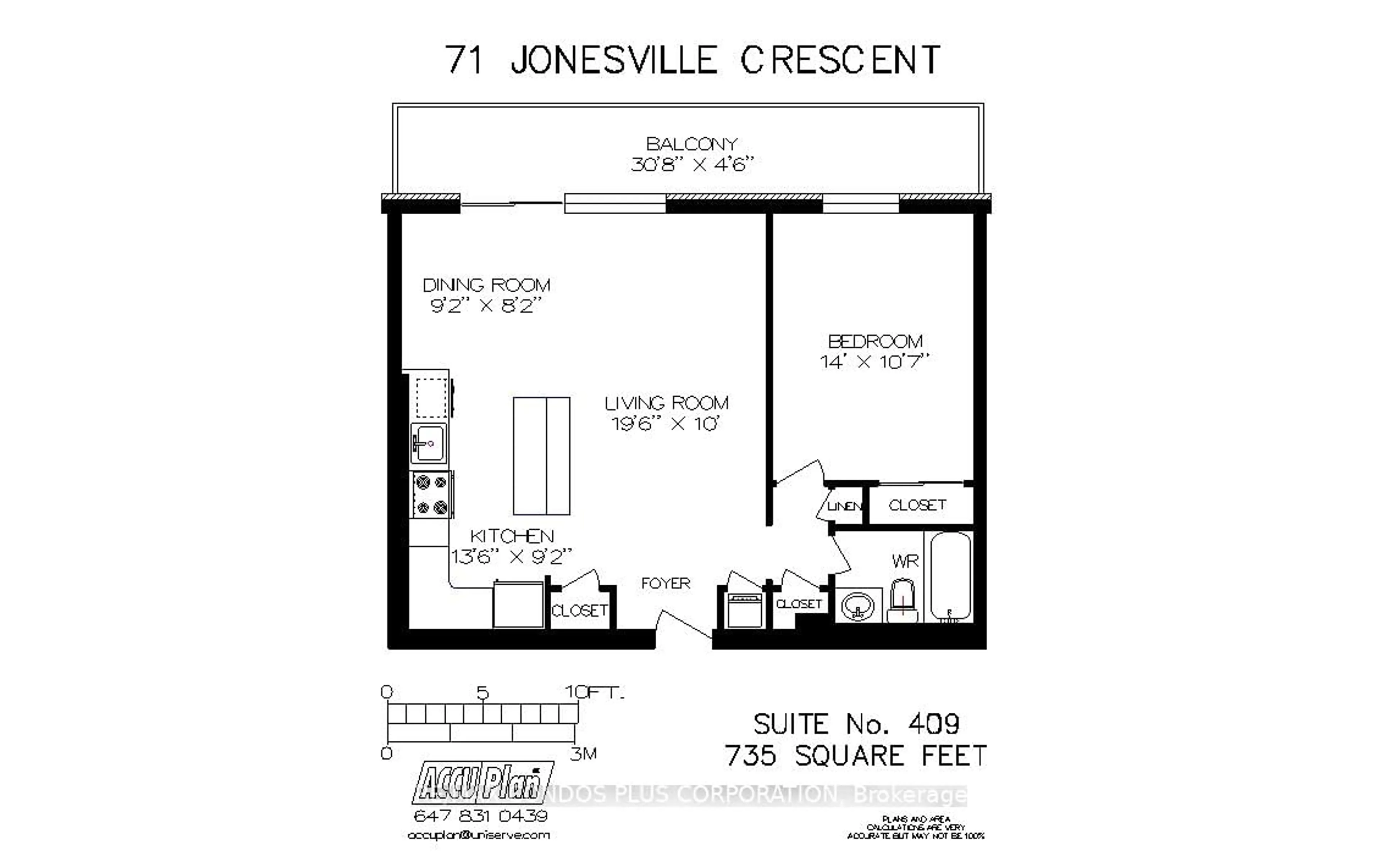 Floor plan for 71 Jonesville Cres #409, Toronto Ontario M4A 1H1