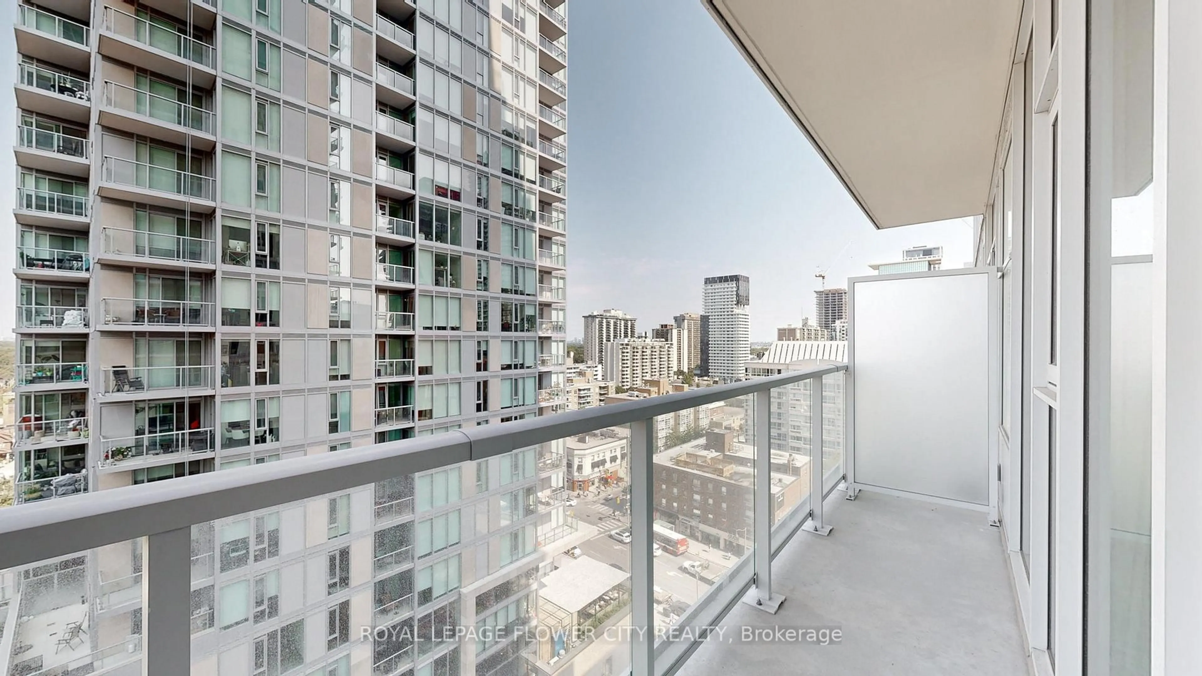 Balcony in the apartment, city buildings view from balcony for 33 Helendale Ave #1101, Toronto Ontario M4R 1C5