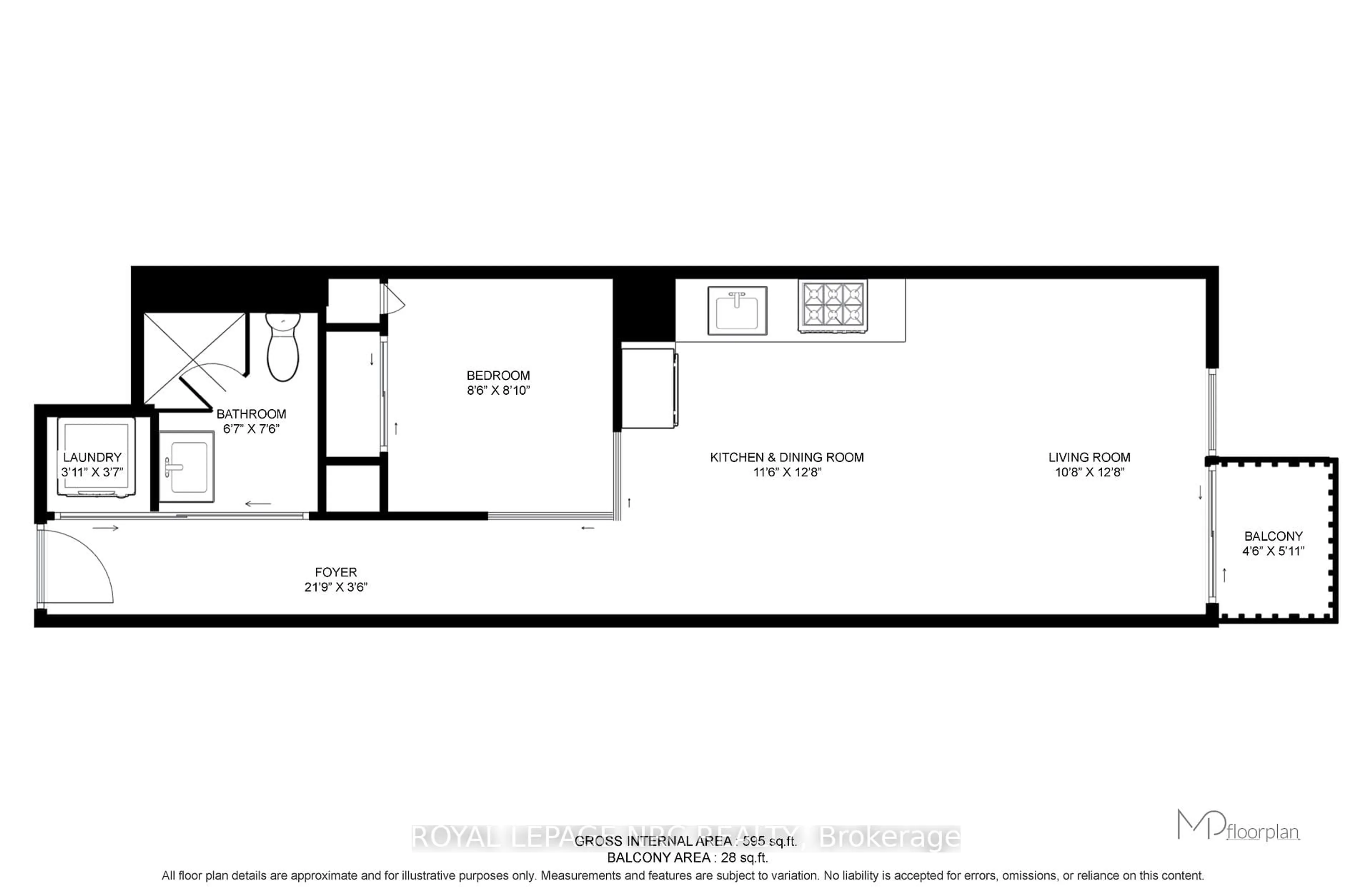 Floor plan for 20 John St #920, Toronto Ontario M5V 0G5