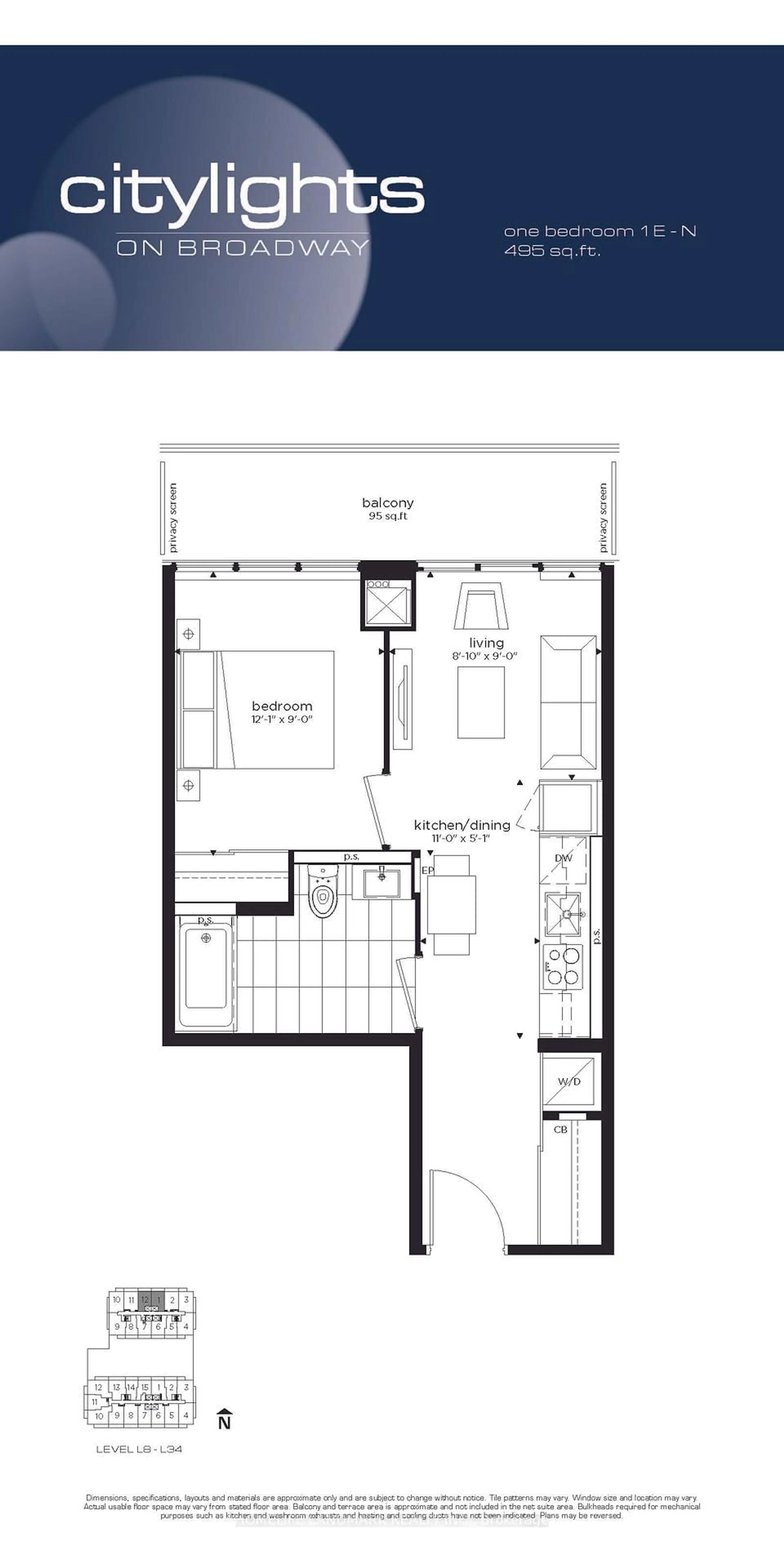 Floor plan for 99 Broadway Ave #1612, Toronto Ontario M4P 0E3