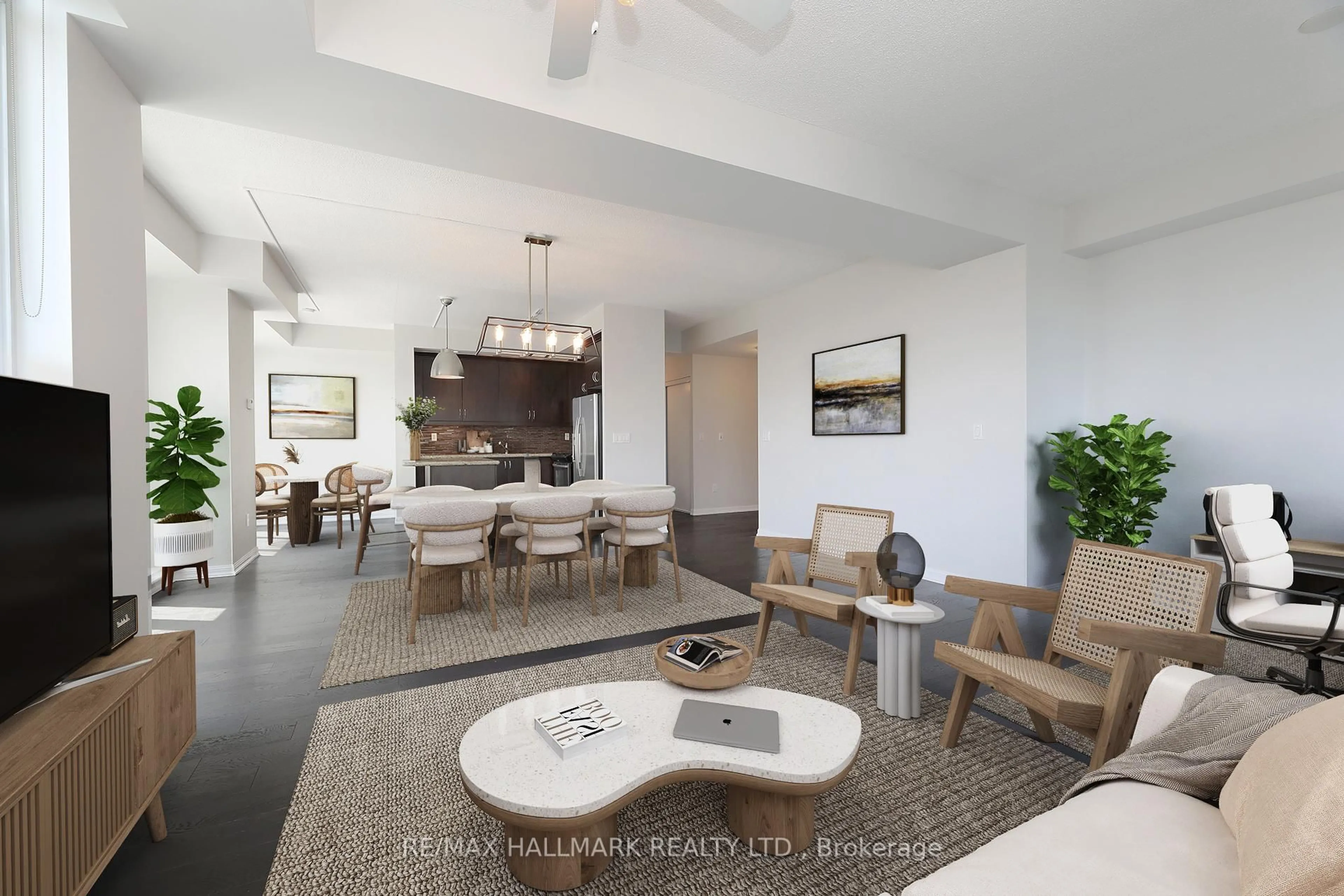 Living room with furniture, unknown for 21 Grand Magazine St #1014, Toronto Ontario M5V 1B5
