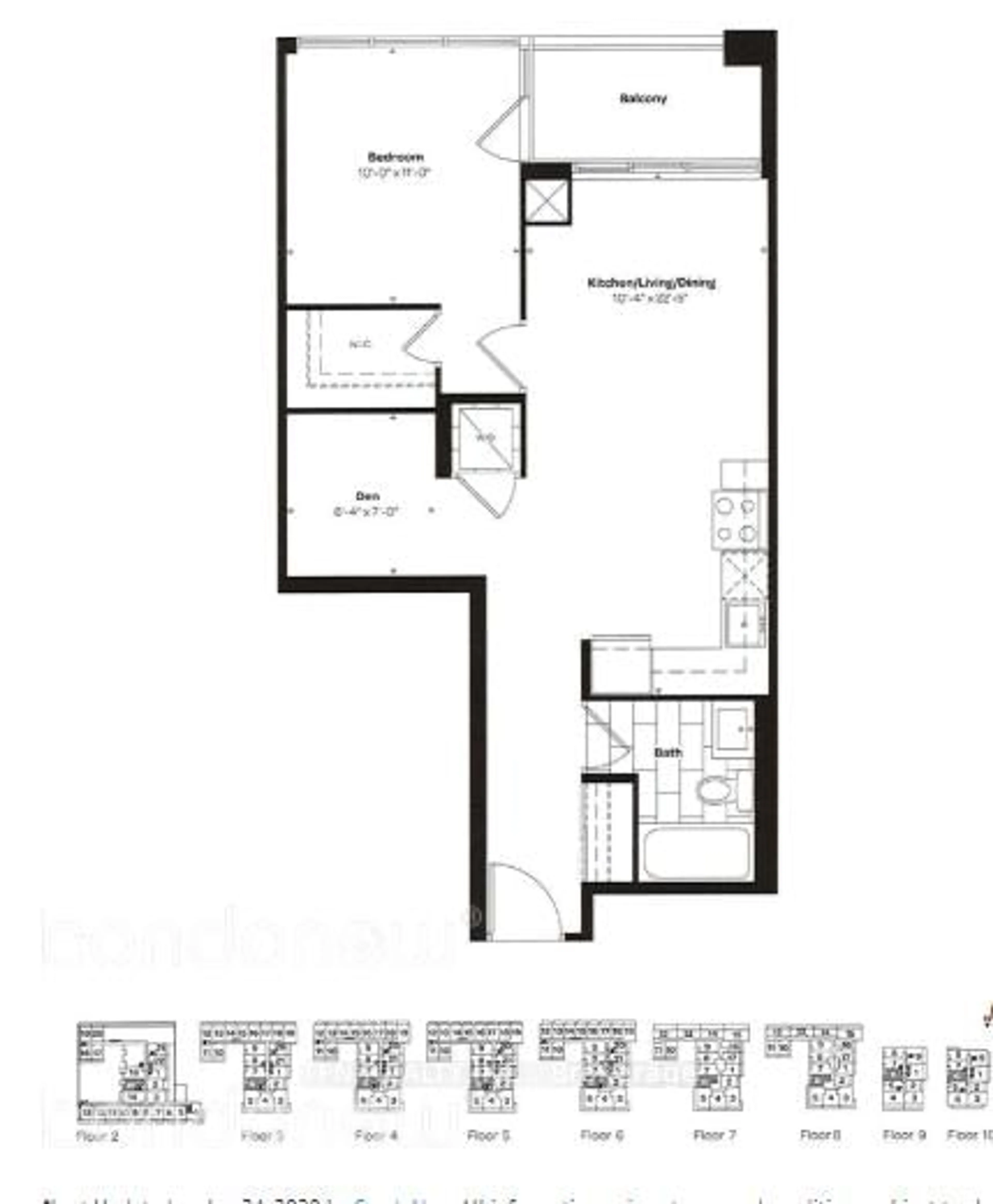 Floor plan for 1603 Eglinton Ave #506, Toronto Ontario M6E 0A1