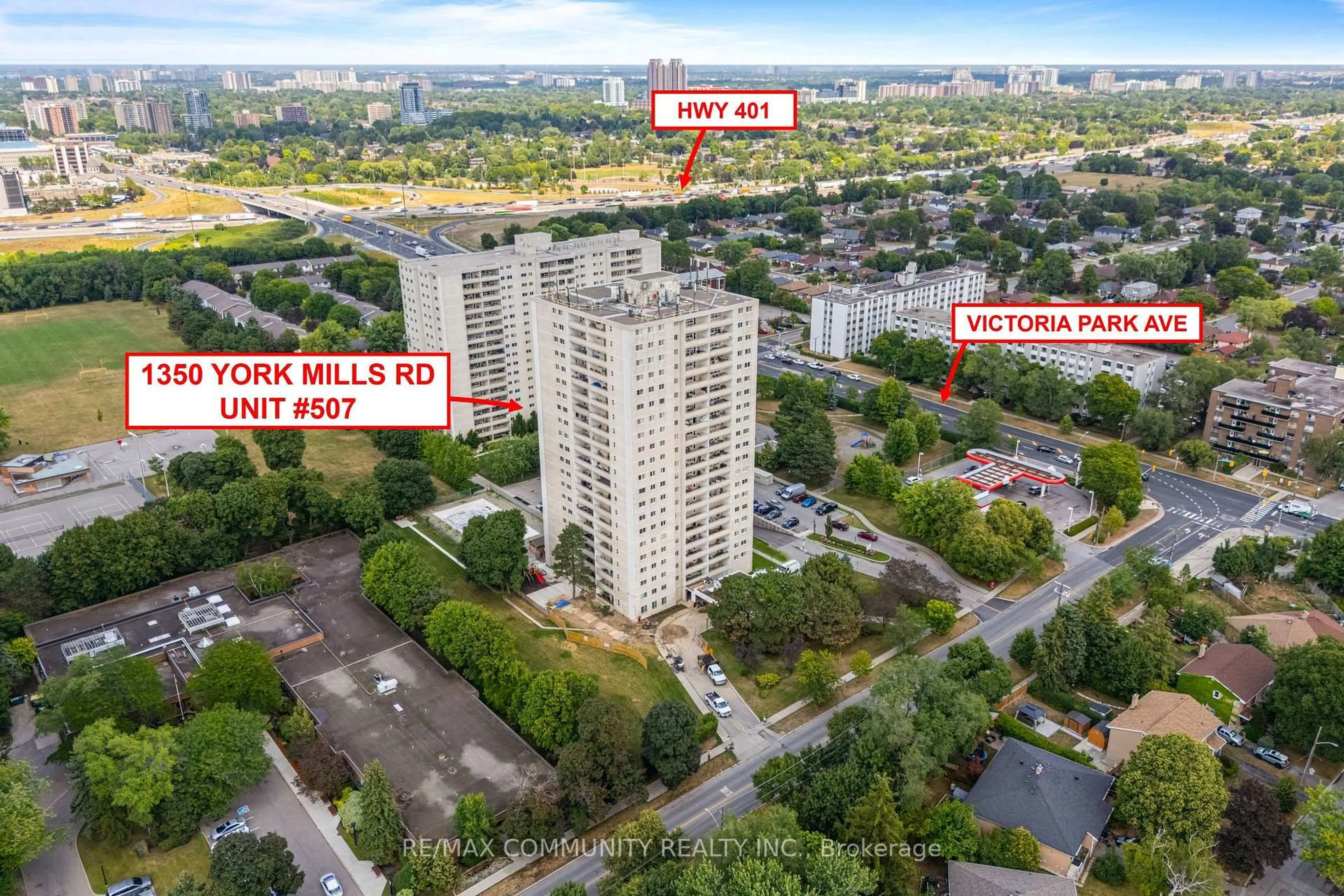 A pic from outside/outdoor area/front of a property/back of a property/a pic from drone, city buildings view from balcony for 1350 York Mills Rd #507, Toronto Ontario M3A 2A1