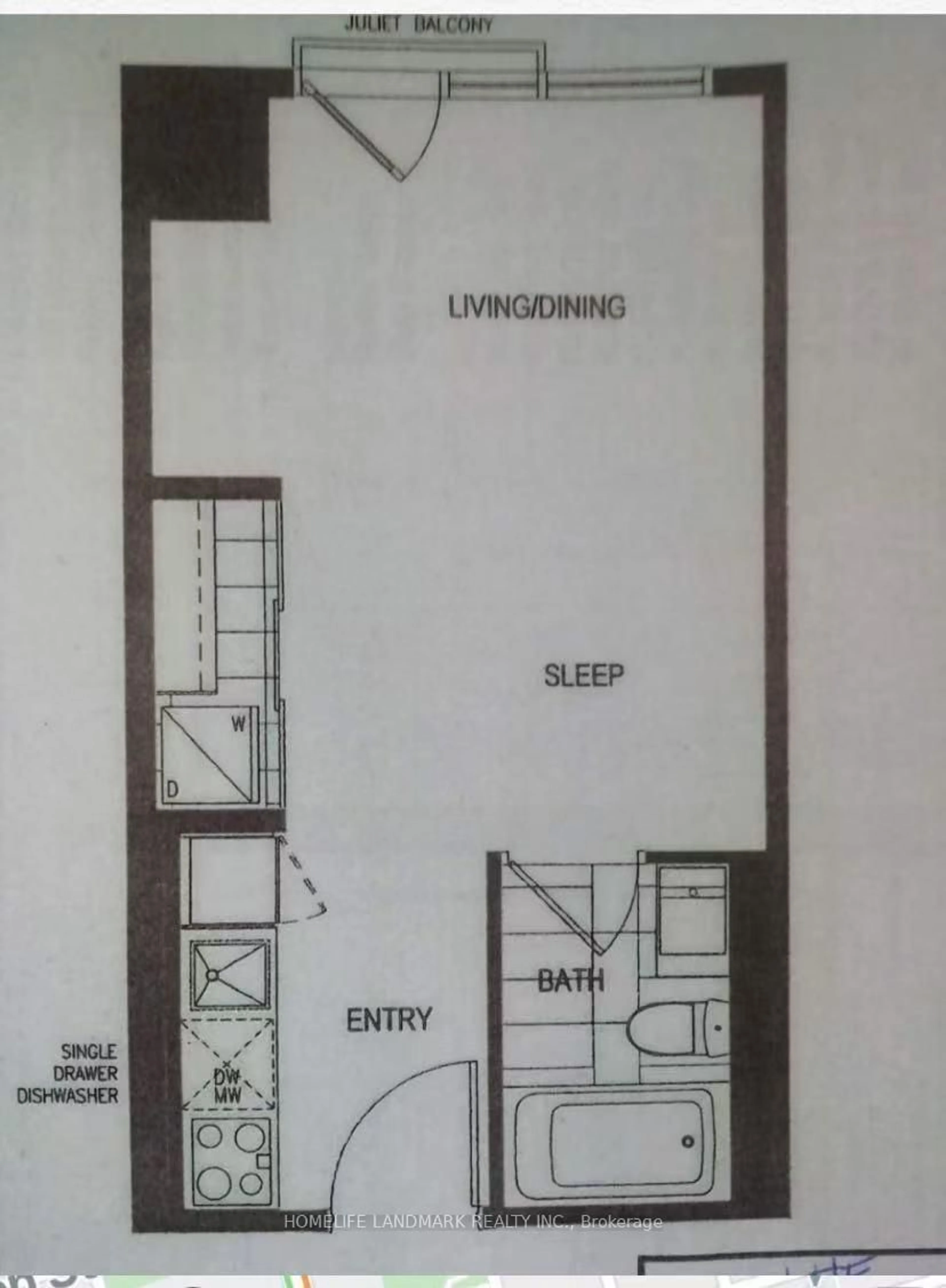 Floor plan for 20 Richardson St #409, Toronto Ontario M5A 4J9
