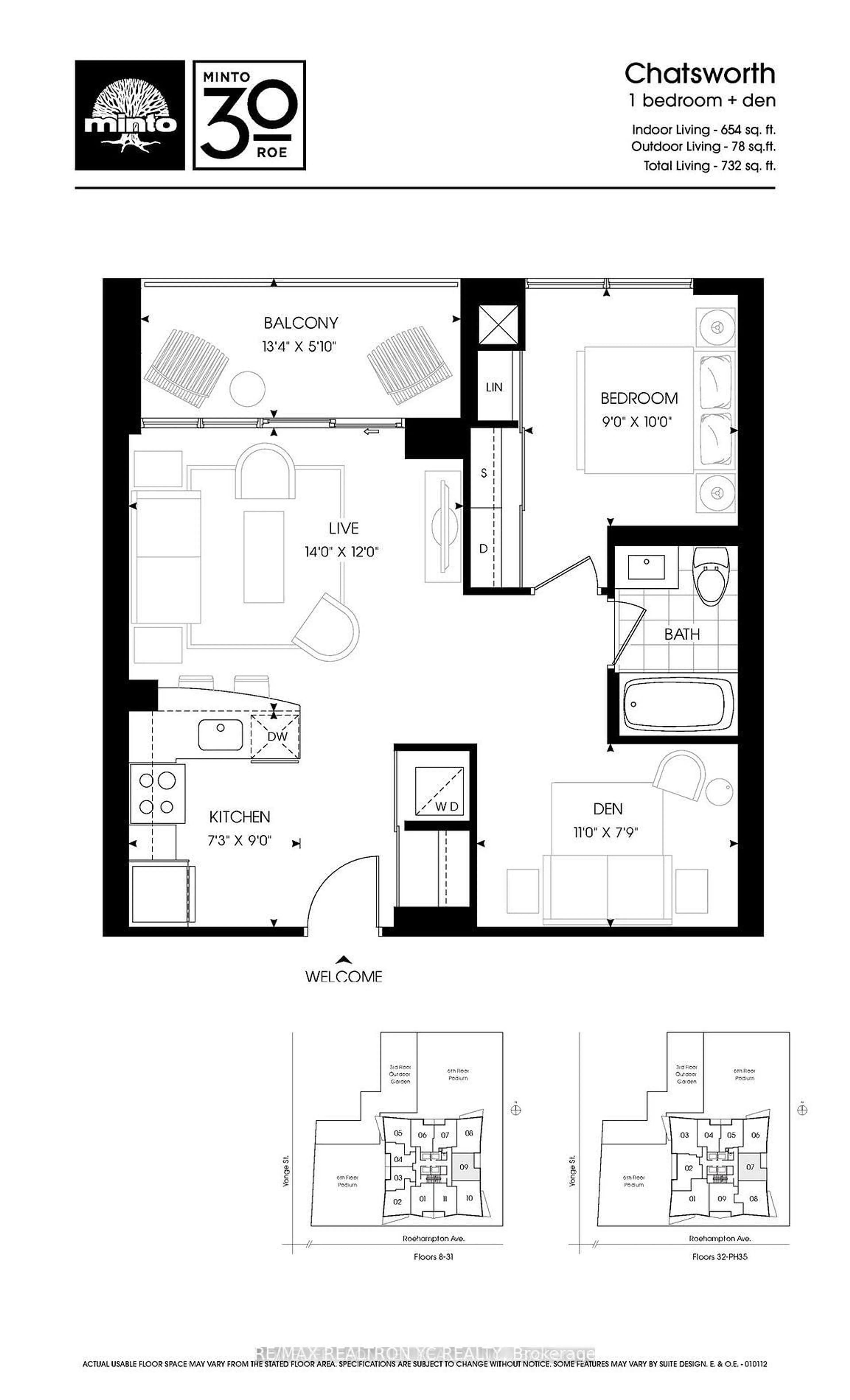 Floor plan for 30 Roehampton Ave #2509, Toronto Ontario M4P 0B9