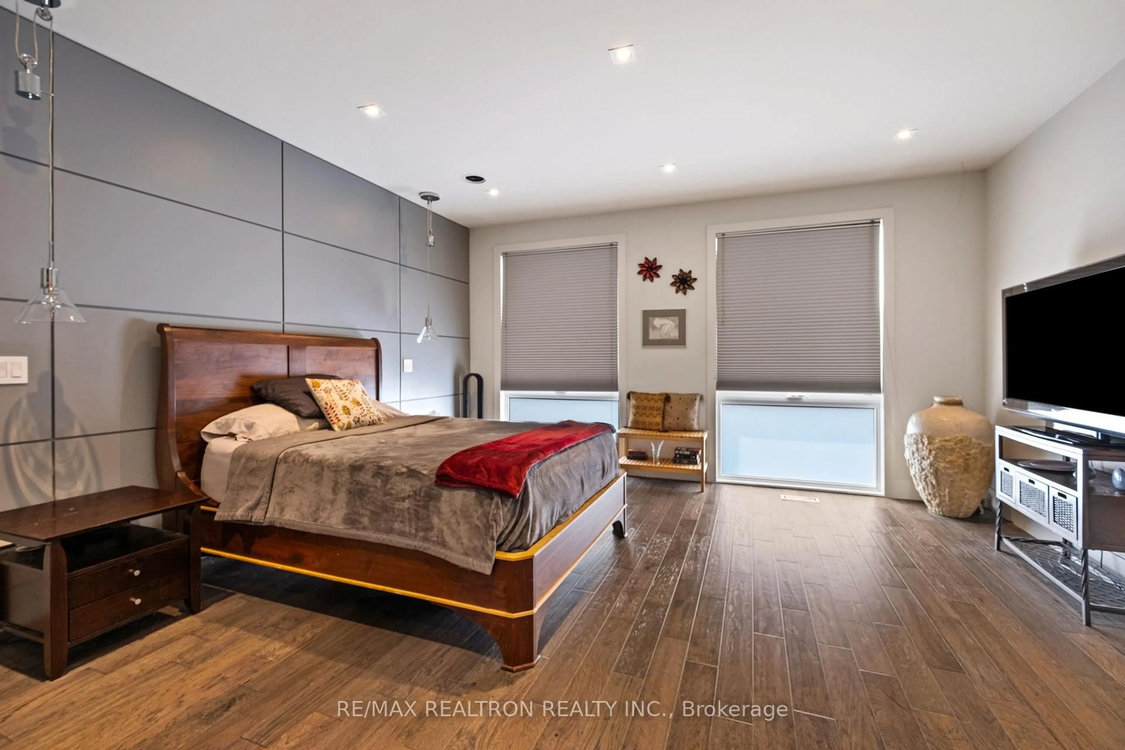 Bedroom with bed, wood/laminate floor for 494 Atlas Ave, Toronto Ontario M6C 3R3