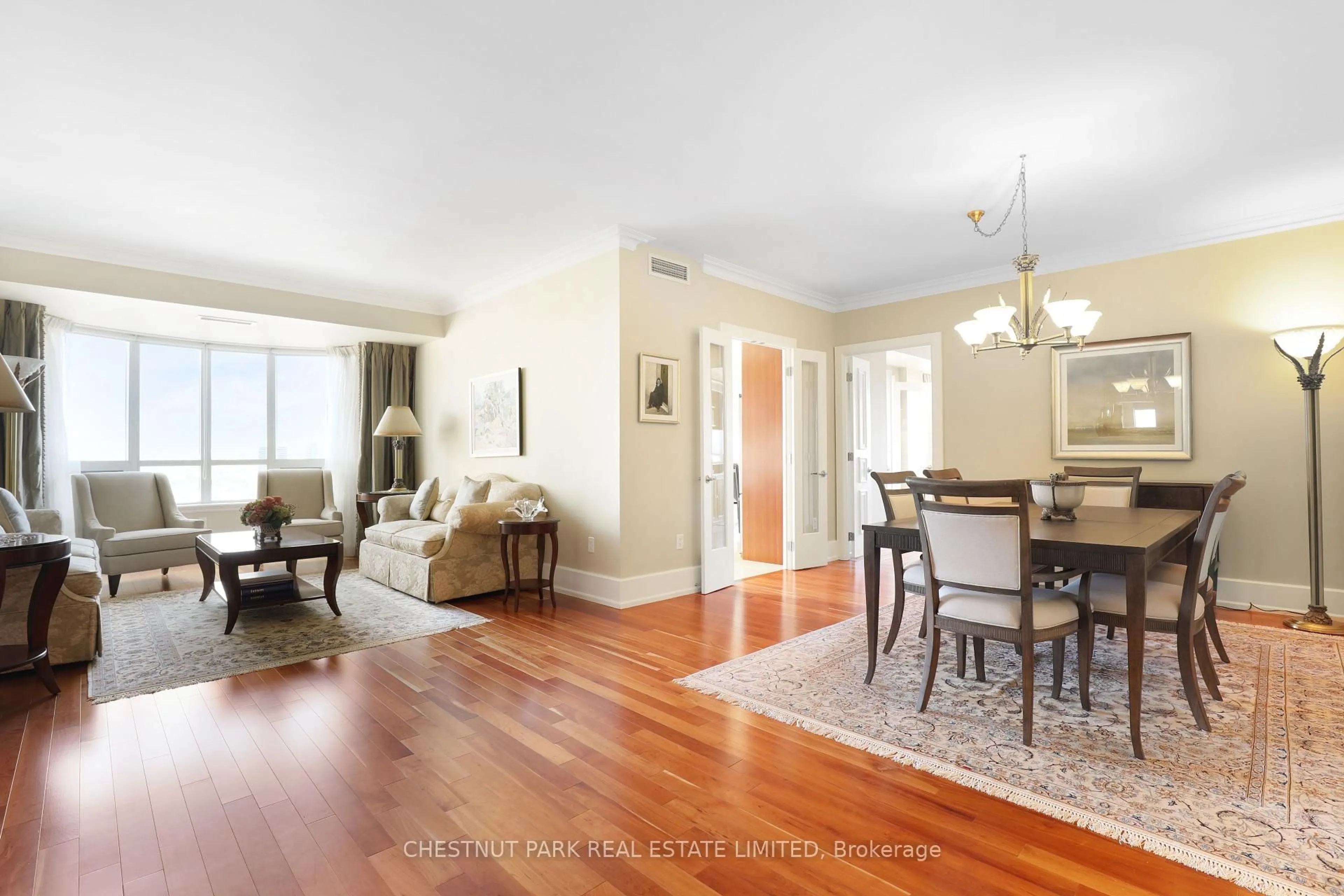 Dining room, wood/laminate floor for 660 Sheppard Ave #1403, Toronto Ontario M2K 3E5