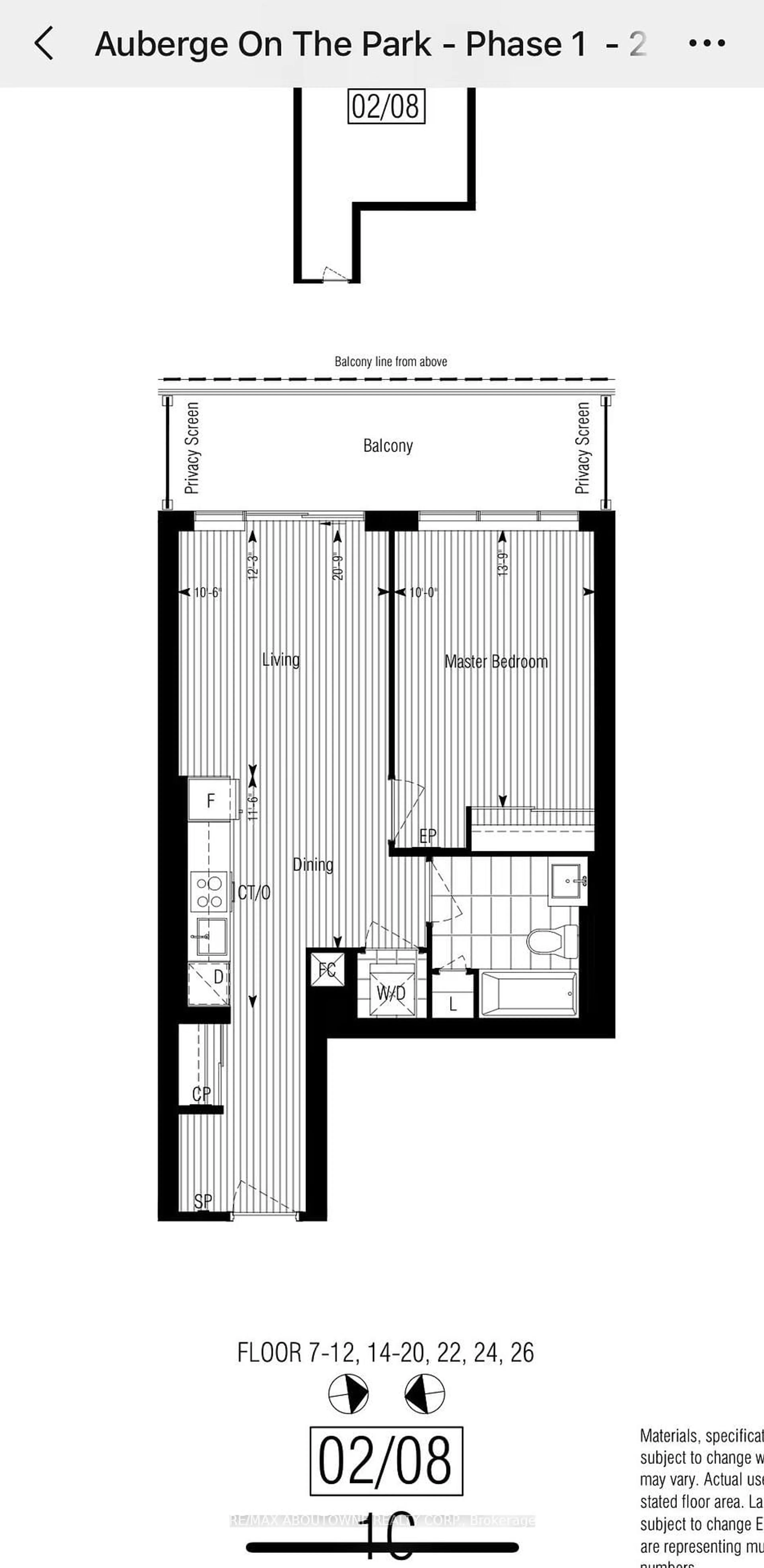 Floor plan for 30 Inn On The Park Dr #2608, Toronto Ontario M3C 0P7