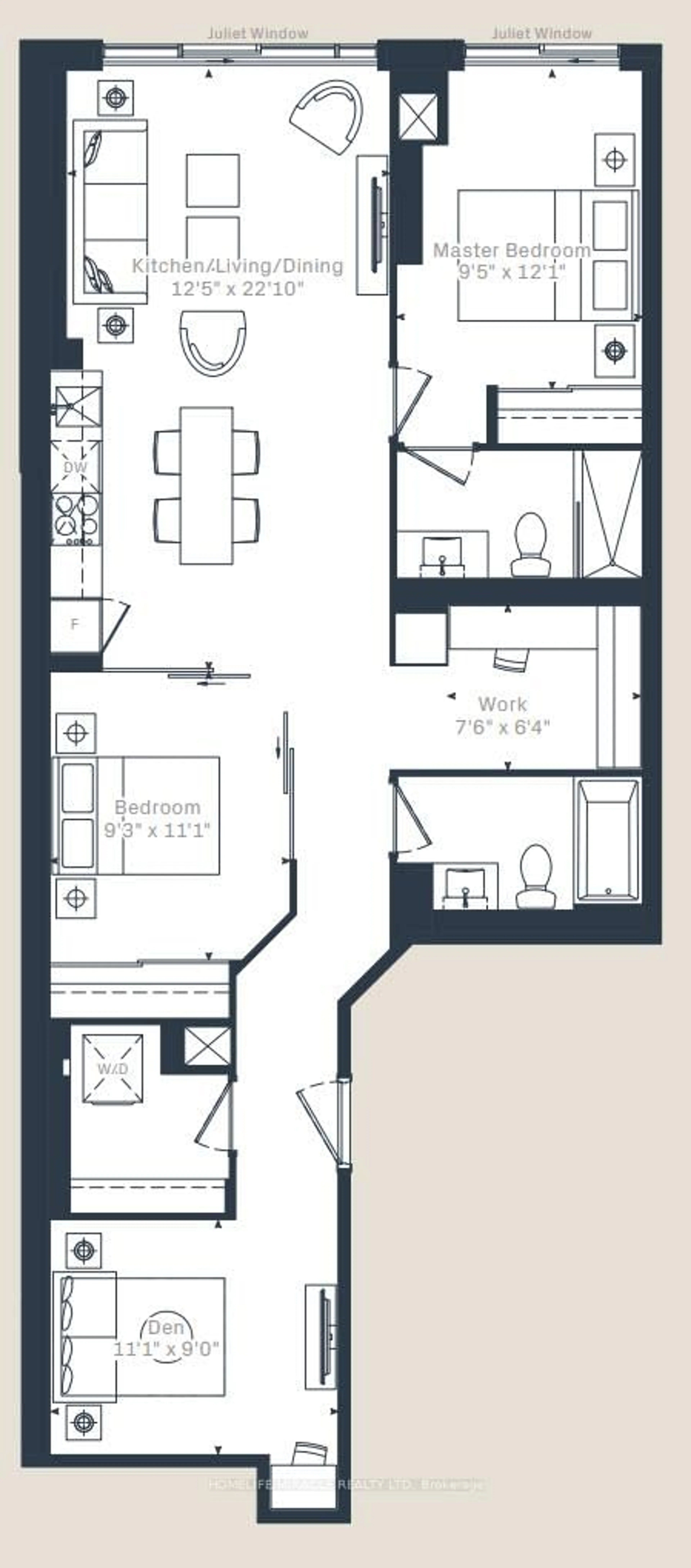 Floor plan for 181 Sterling Rd #315, Toronto Ontario M6R 2B2