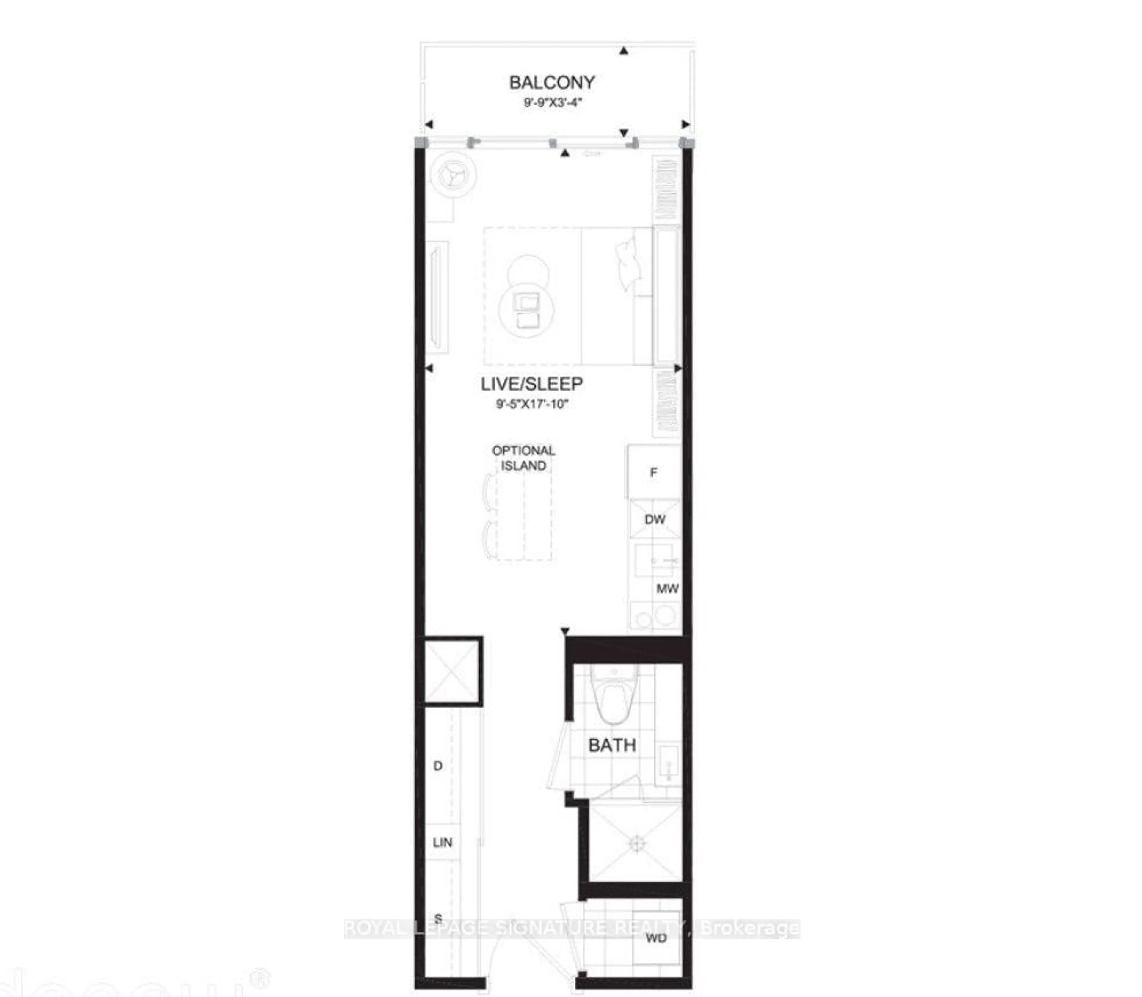 Floor plan for 576 Front St #1011E, Toronto Ontario M5V 1C1