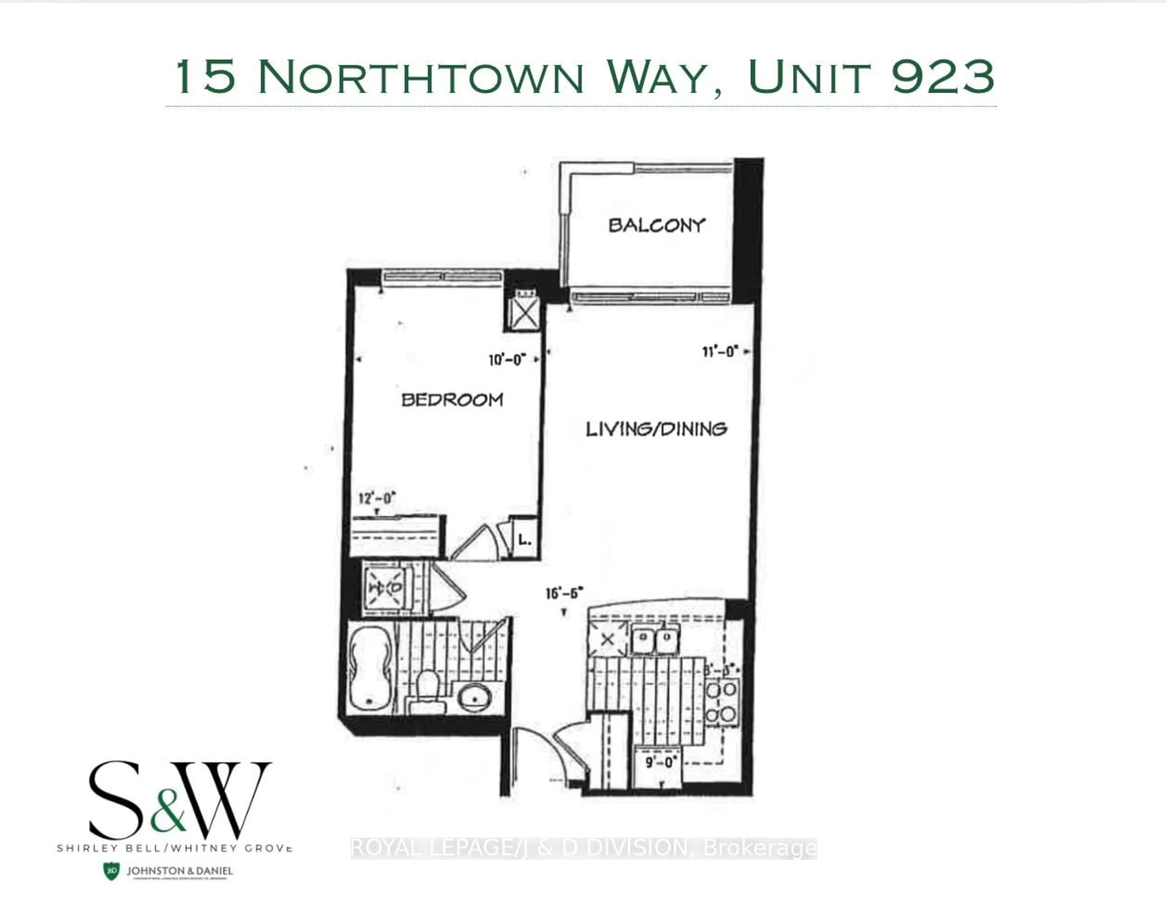 Floor plan for 15 Northtown Way #923, Toronto Ontario M2N 7L5