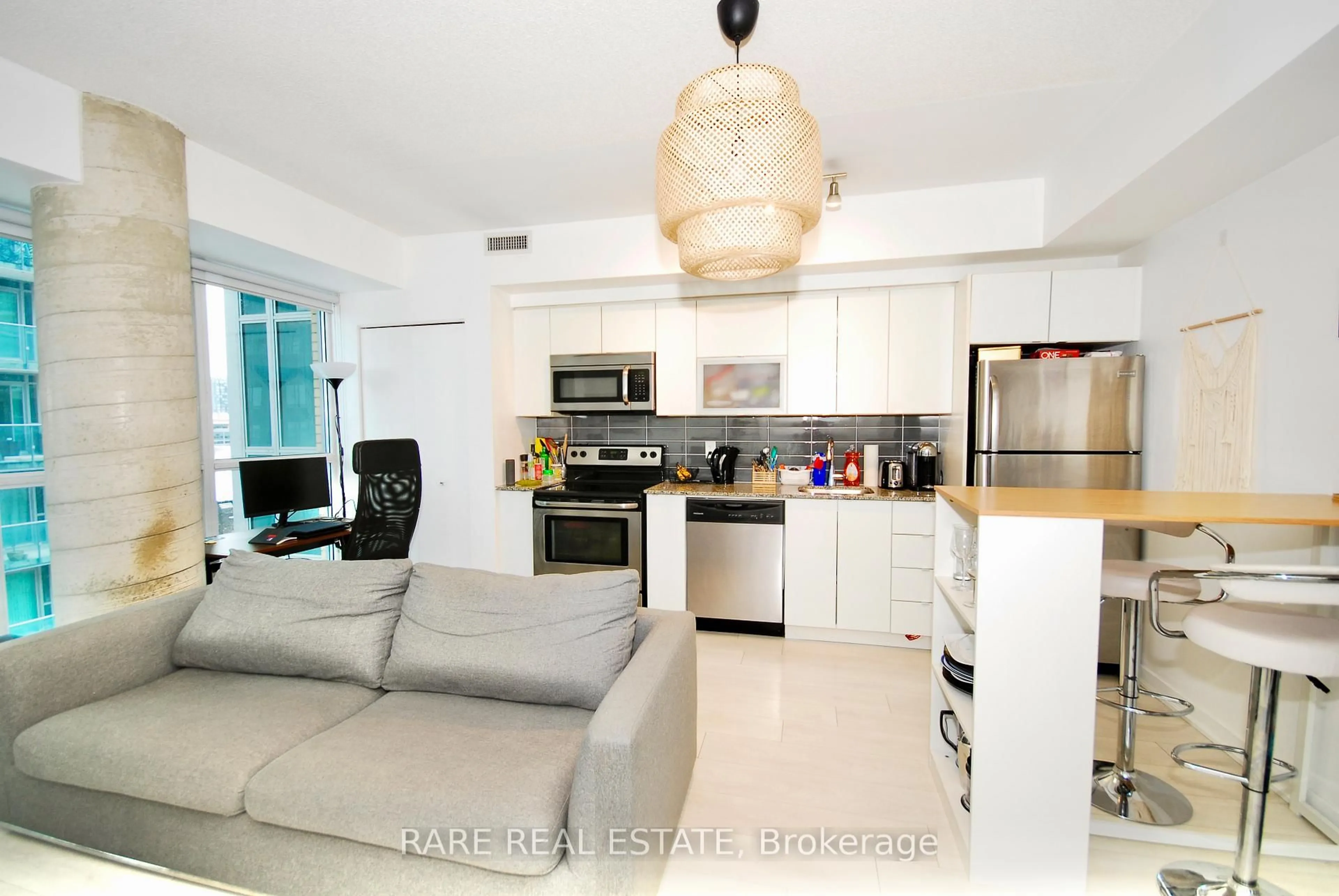 Open concept kitchen, ceramic/tile floor for 69 Lynn Williams St #610, Toronto Ontario M6K 3R7