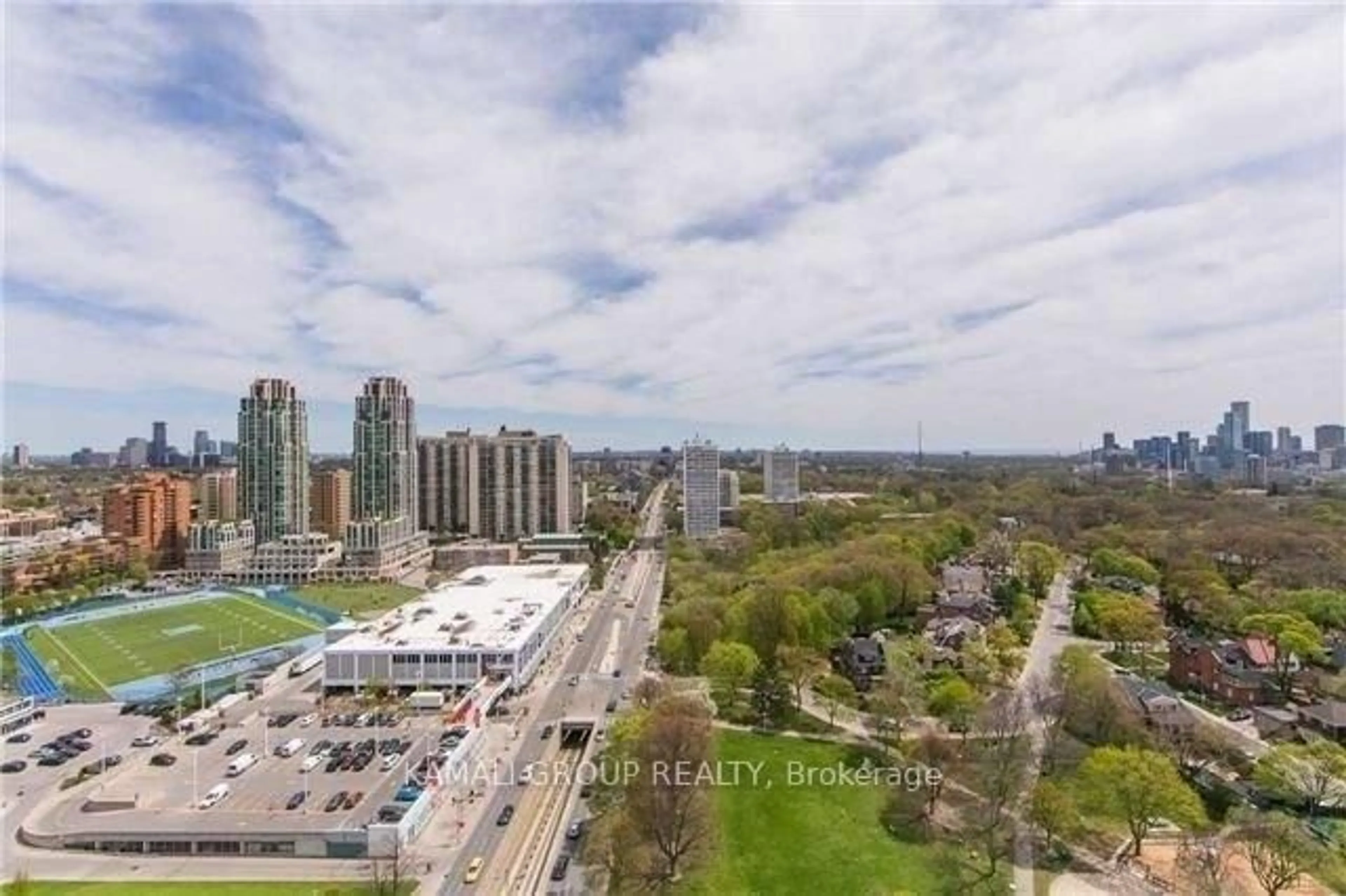 A pic from outside/outdoor area/front of a property/back of a property/a pic from drone, city buildings view from balcony for 501 St. Clair Ave #1303, Toronto Ontario M5P 0A2