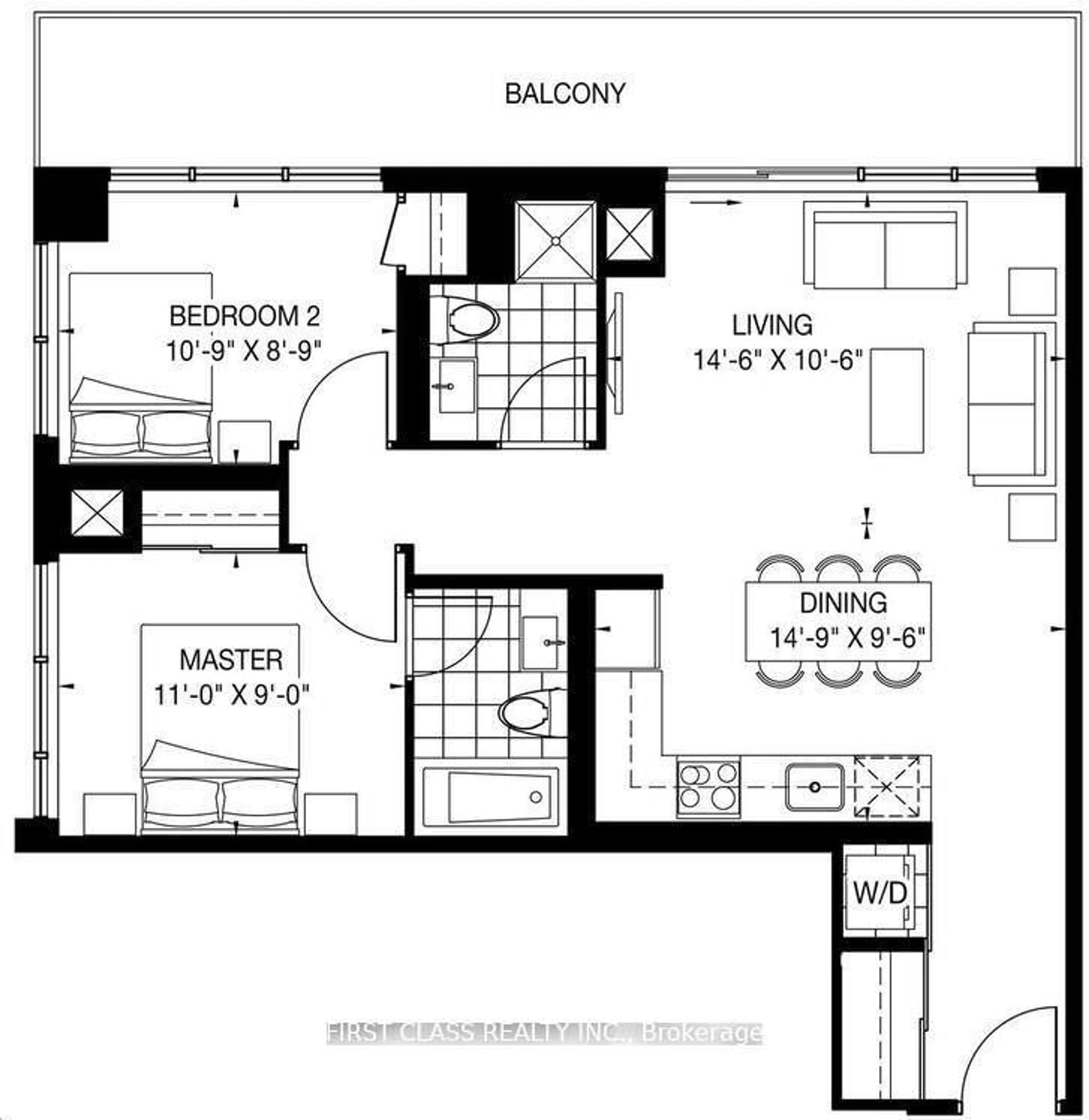 Floor plan for 36 Forest Manor Rd #1003, Toronto Ontario M2J 1M5