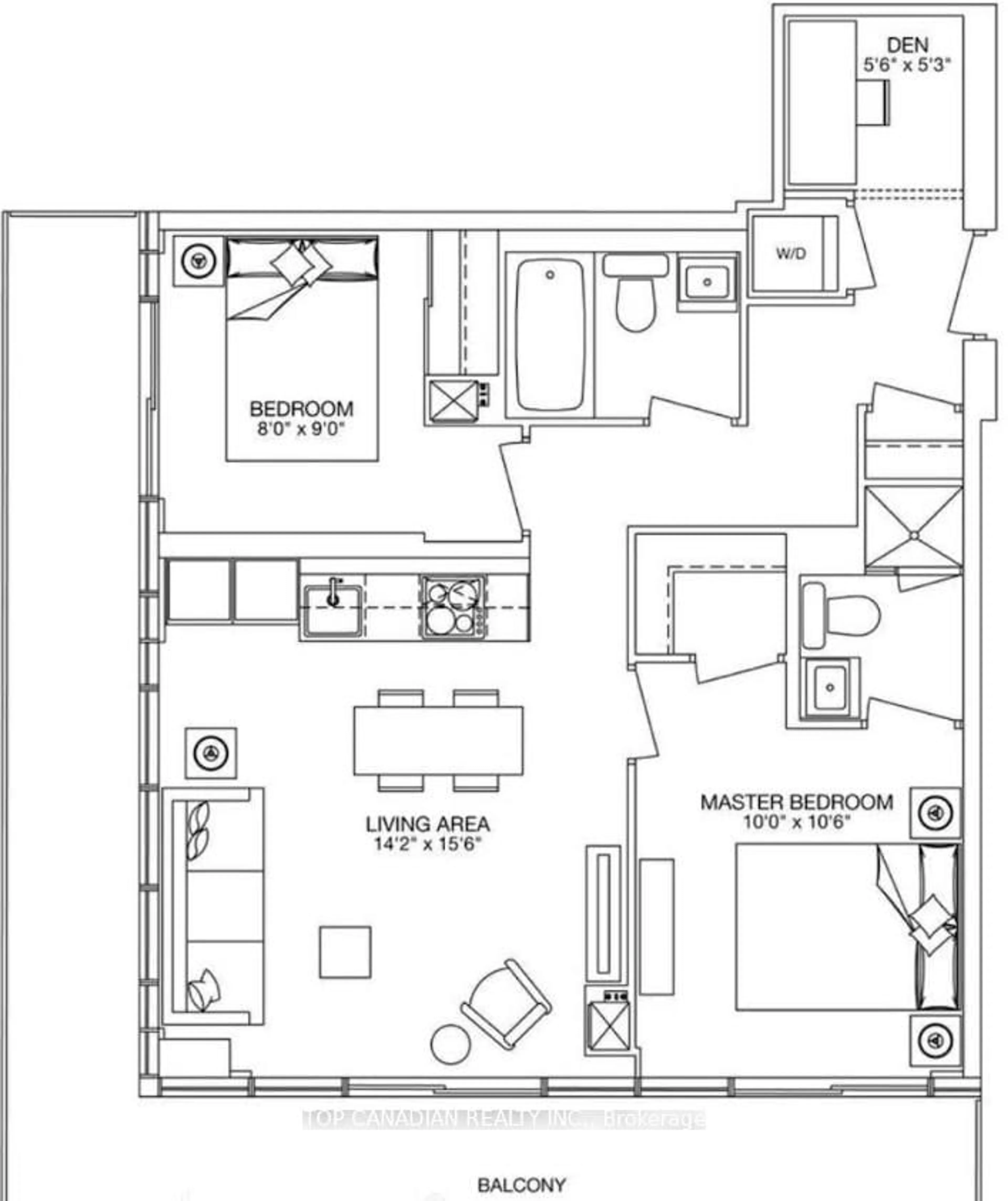 Floor plan for 8 Eglinton Ave #3302, Toronto Ontario M4P 0C1