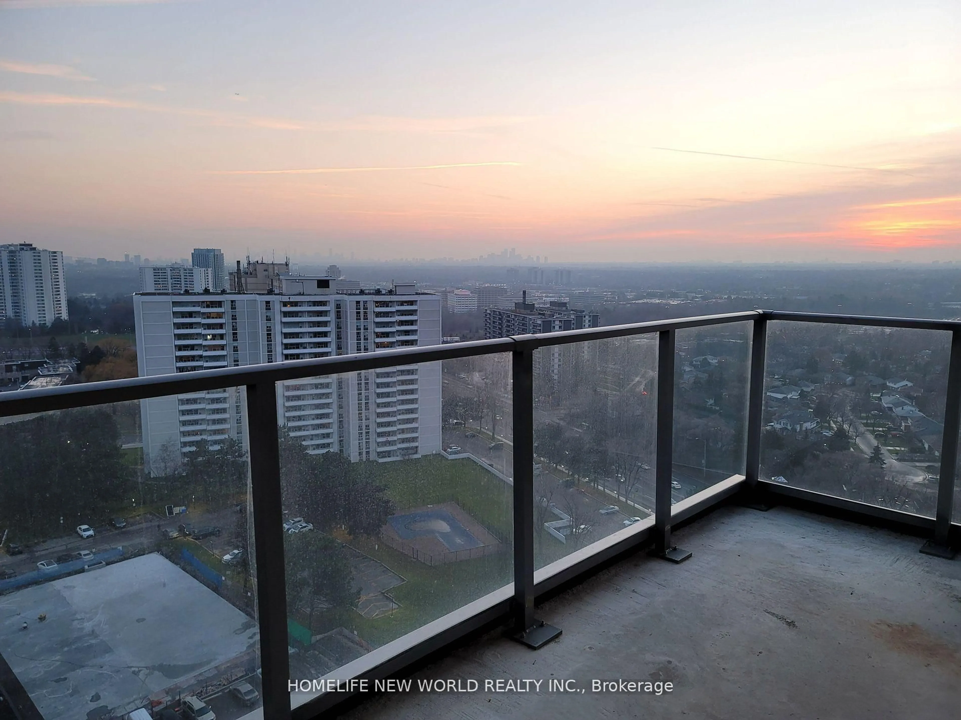 Balcony in the apartment, city buildings view from balcony for 32 Forest Manor Rd #1610, Toronto Ontario M2J 1M5