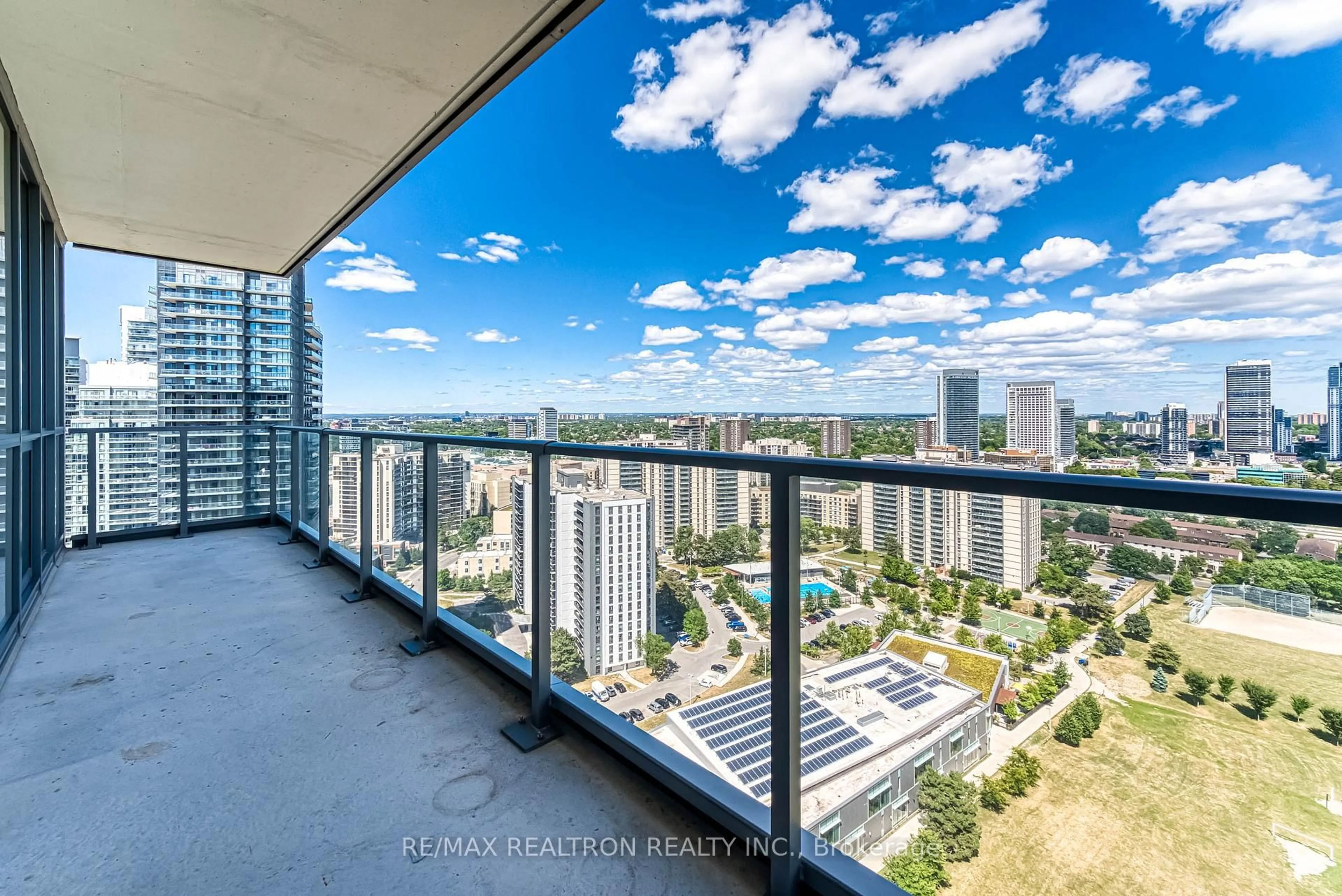 Balcony in the apartment, city buildings view from balcony for 32 Forest Manor Rd #2305, Toronto Ontario M2J 1M1