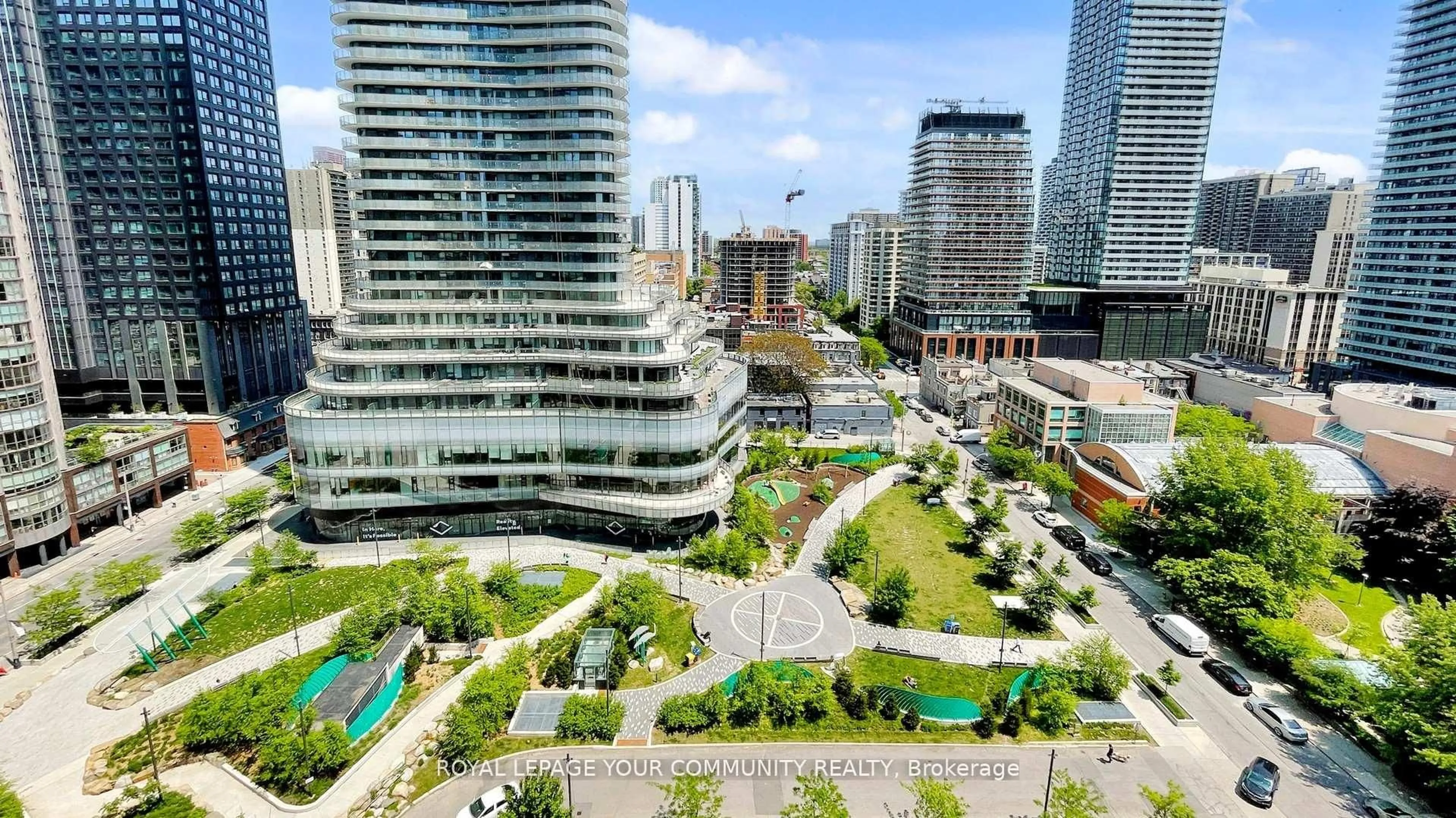 Patio, city buildings view from balcony for 909 Bay St #1609, Toronto Ontario M5S 3G2