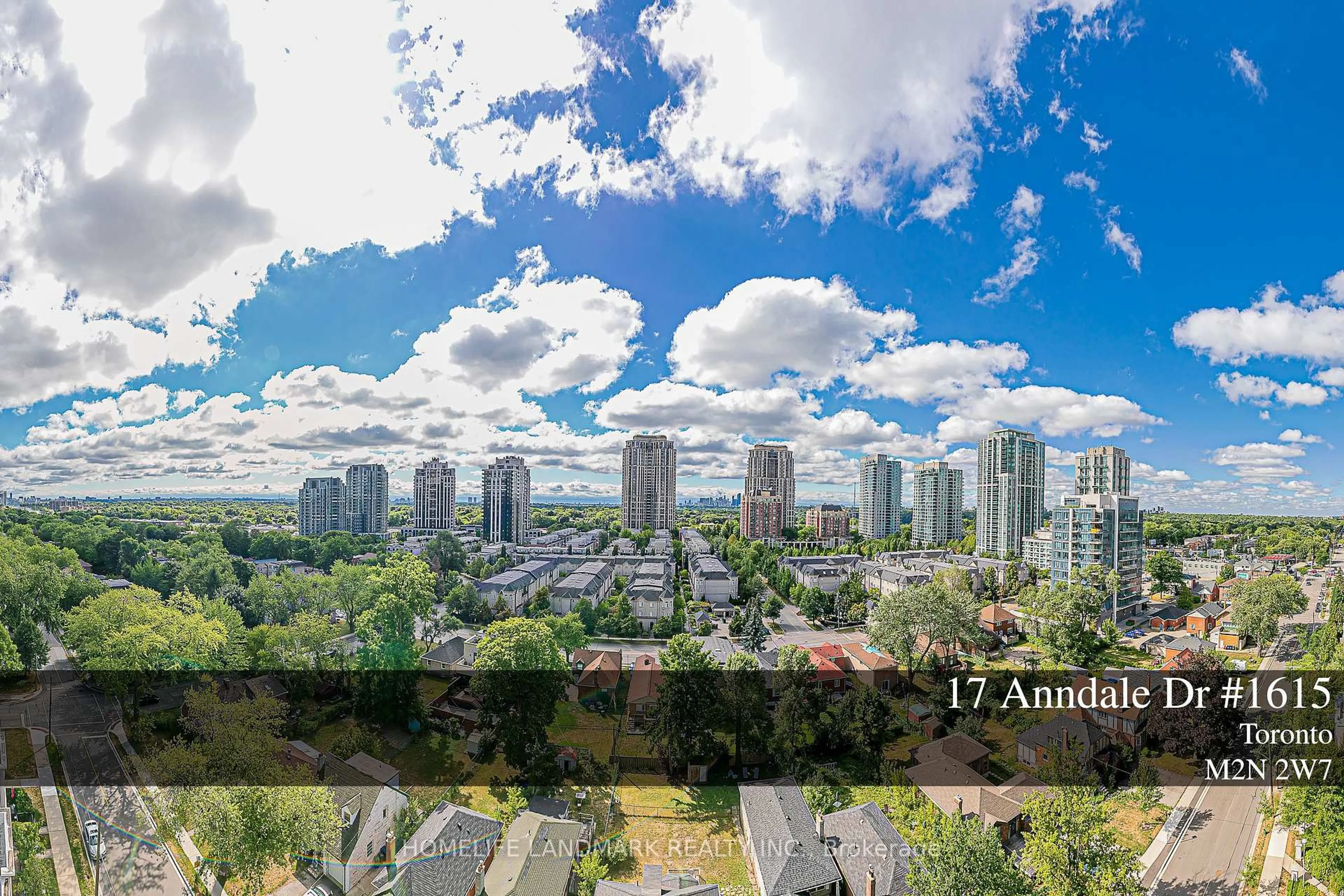 A pic from outside/outdoor area/front of a property/back of a property/a pic from drone, city buildings view from balcony for 17 Anndale Dr #1615, Toronto Ontario M2N 2W7