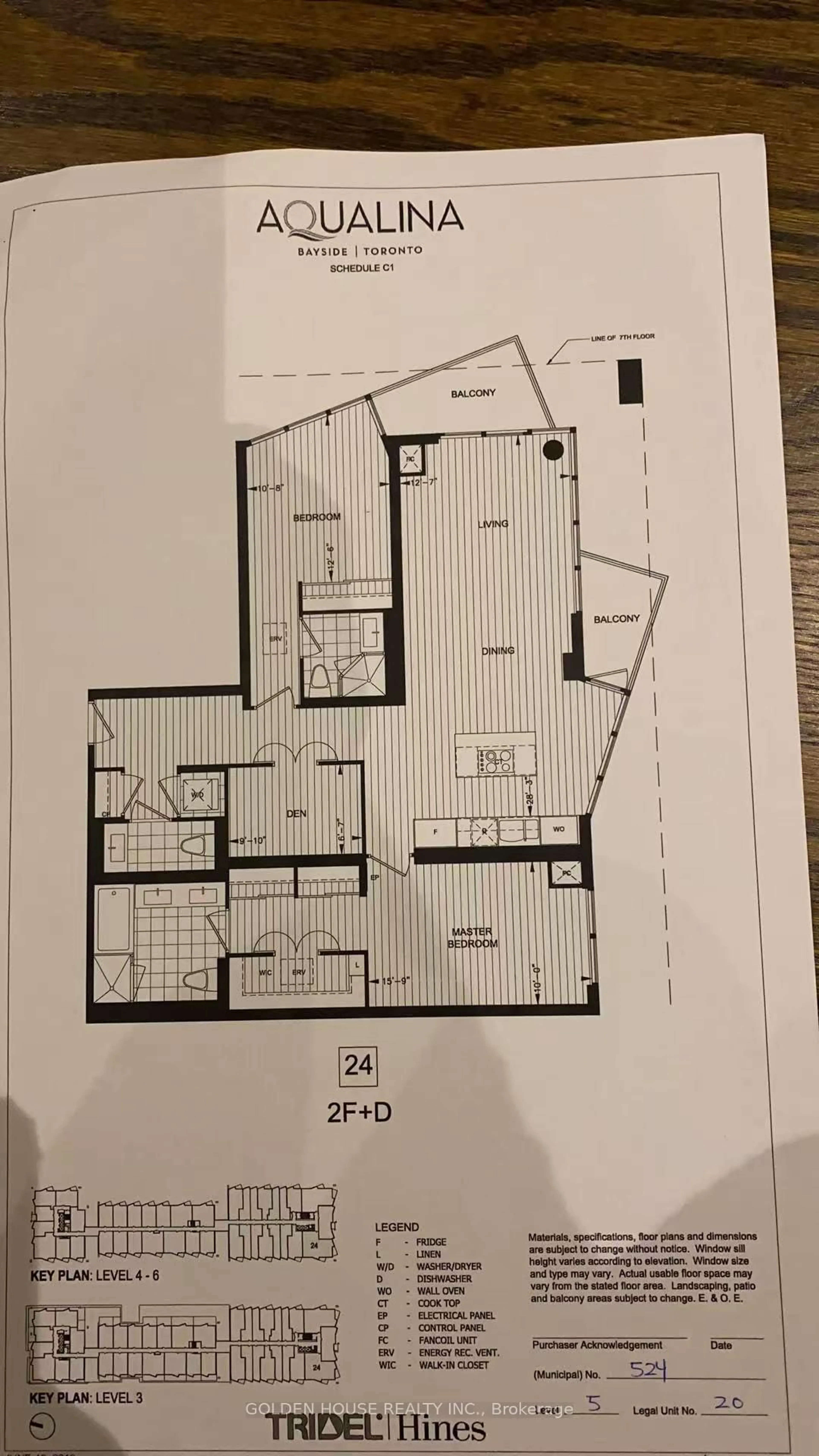 Floor plan for 55 Merchants' Wharf #524, Toronto Ontario M5A 0P2