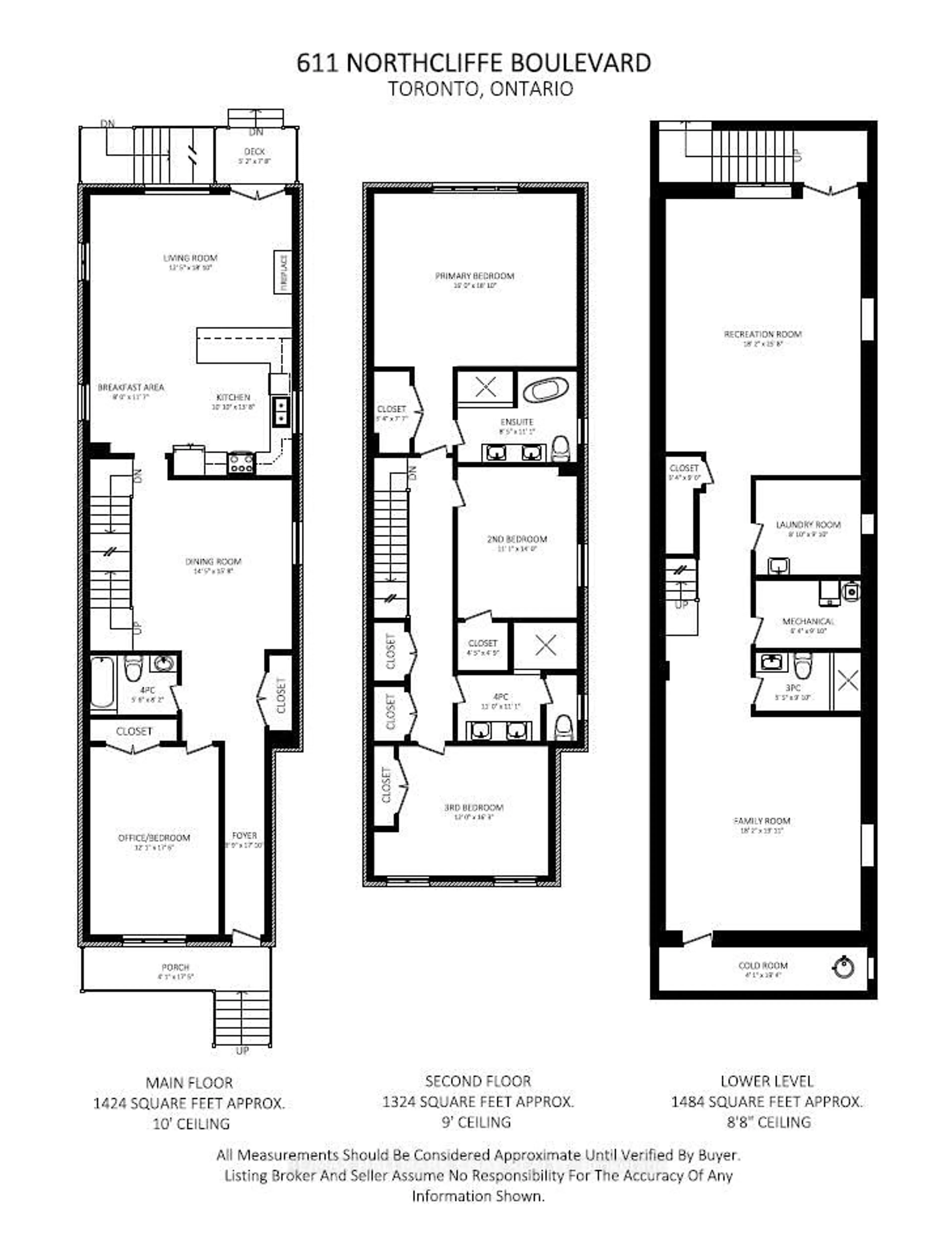 Floor plan for 611 Northcliffe Blvd, Toronto Ontario M6E 3L8