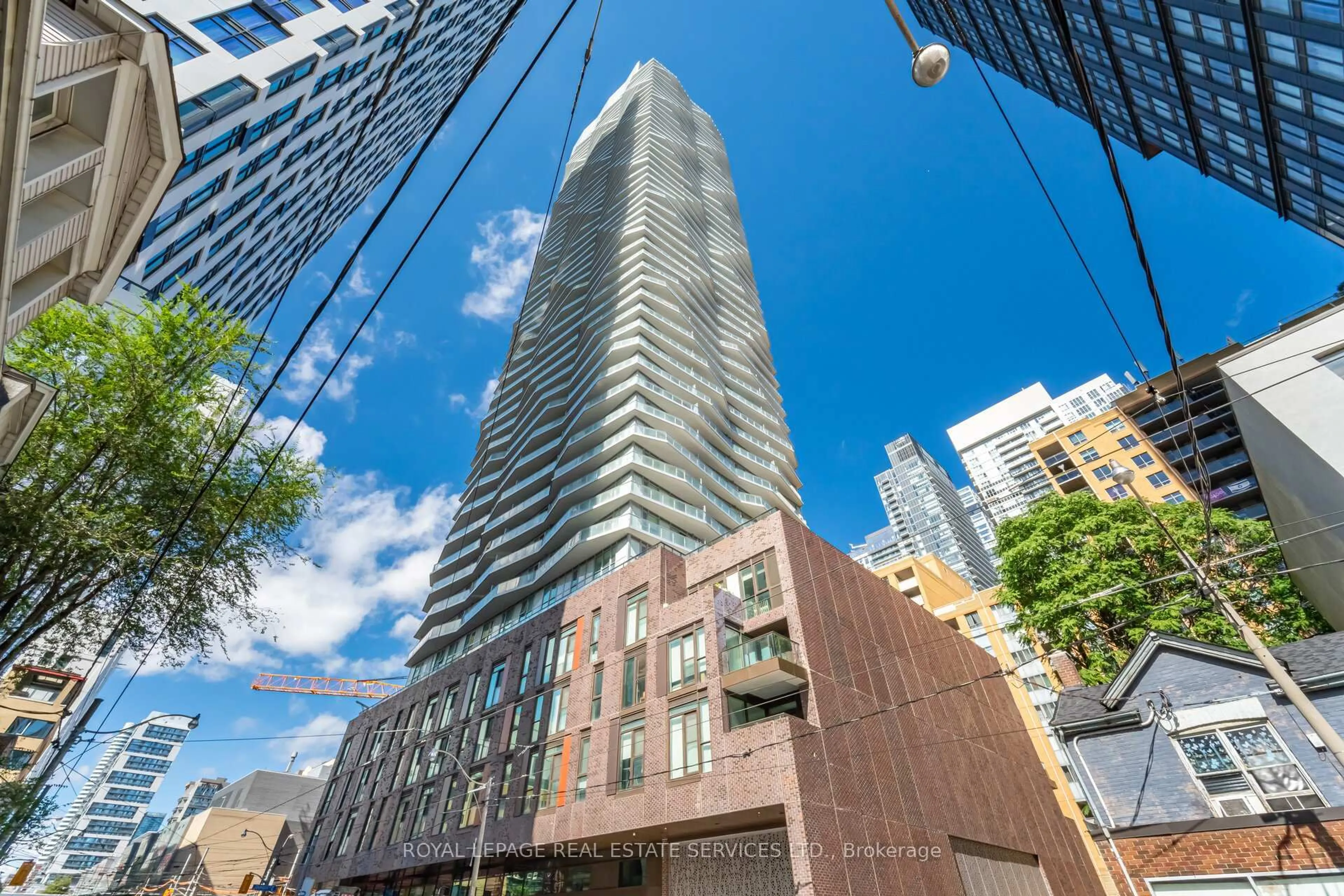 Patio, city buildings view from balcony for 100 Dalhousie St #803, Toronto Ontario M5B 0C7