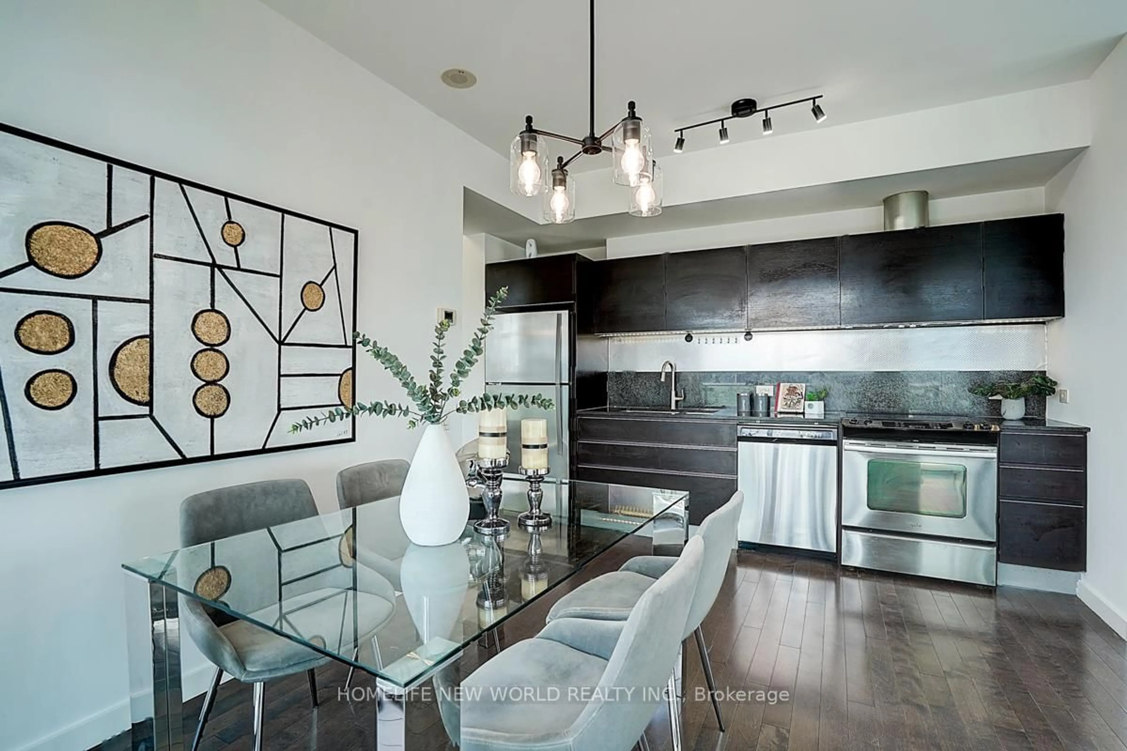 Contemporary kitchen, ceramic/tile floor for 390 Cherry St #3108, Toronto Ontario M5A 0E2