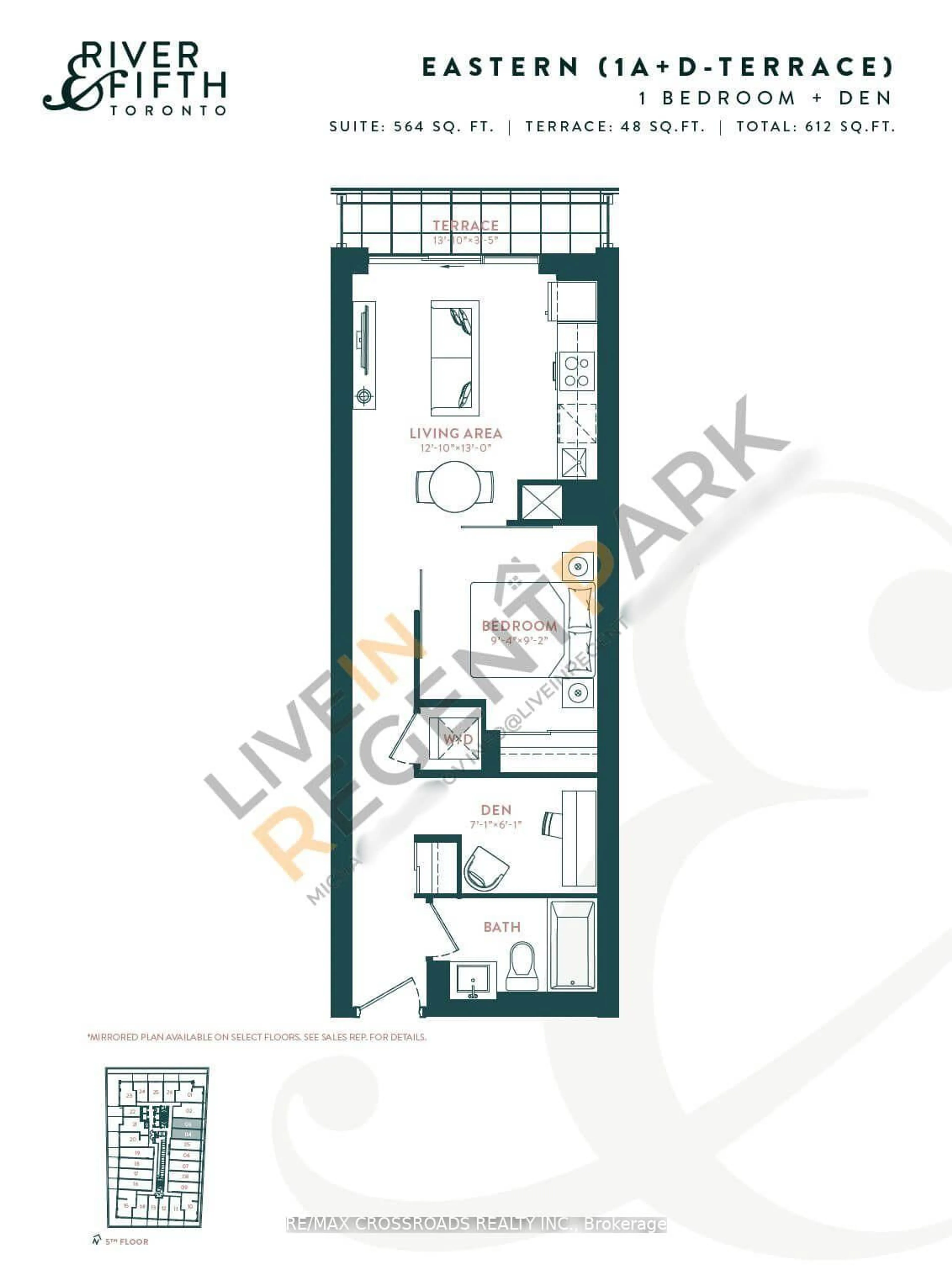 Floor plan for 5 Defries St #603, Toronto Ontario M5A 3R4