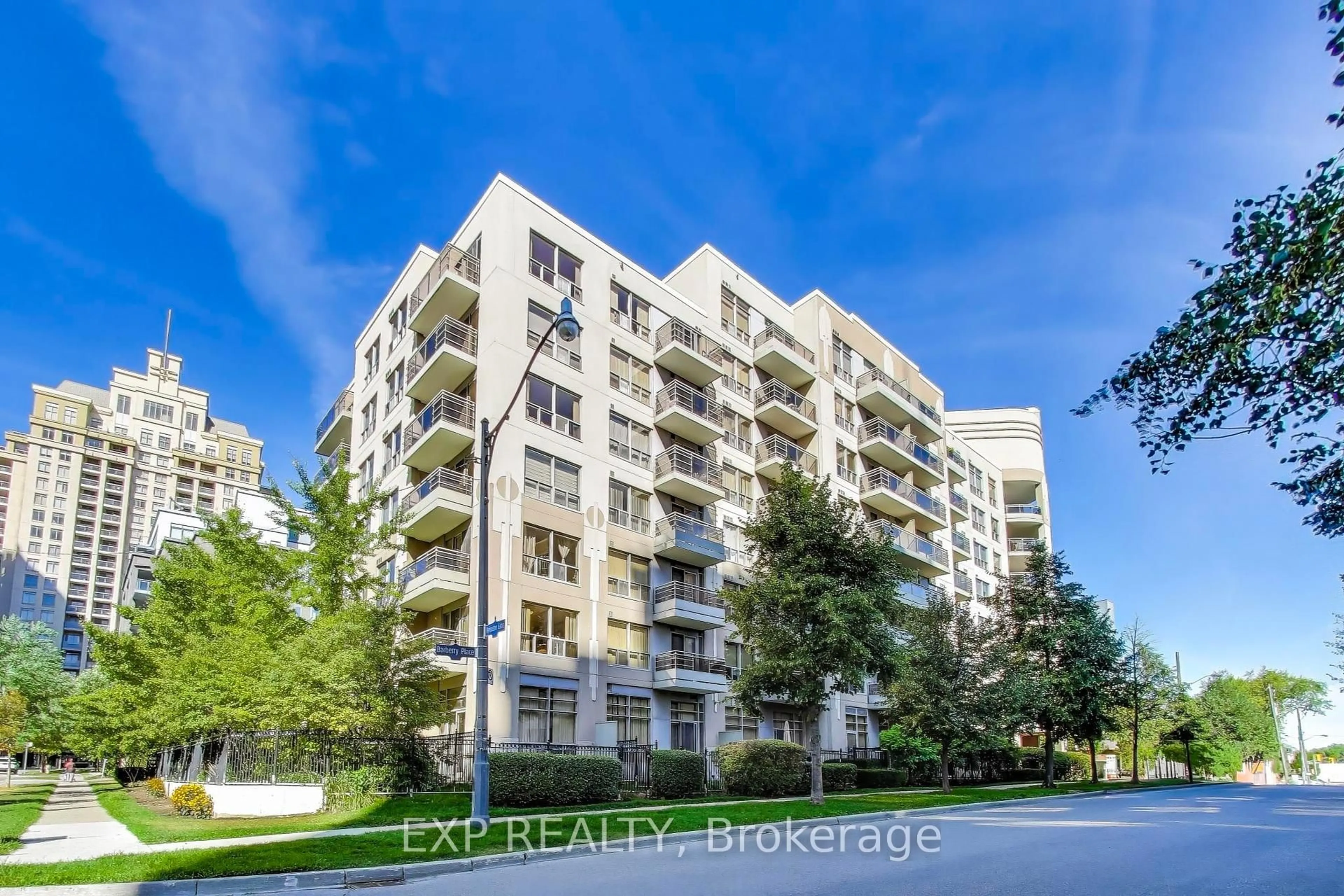 A pic from outside/outdoor area/front of a property/back of a property/a pic from drone, unknown for 19 Barberry Pl #510, Toronto Ontario M2K 3E3