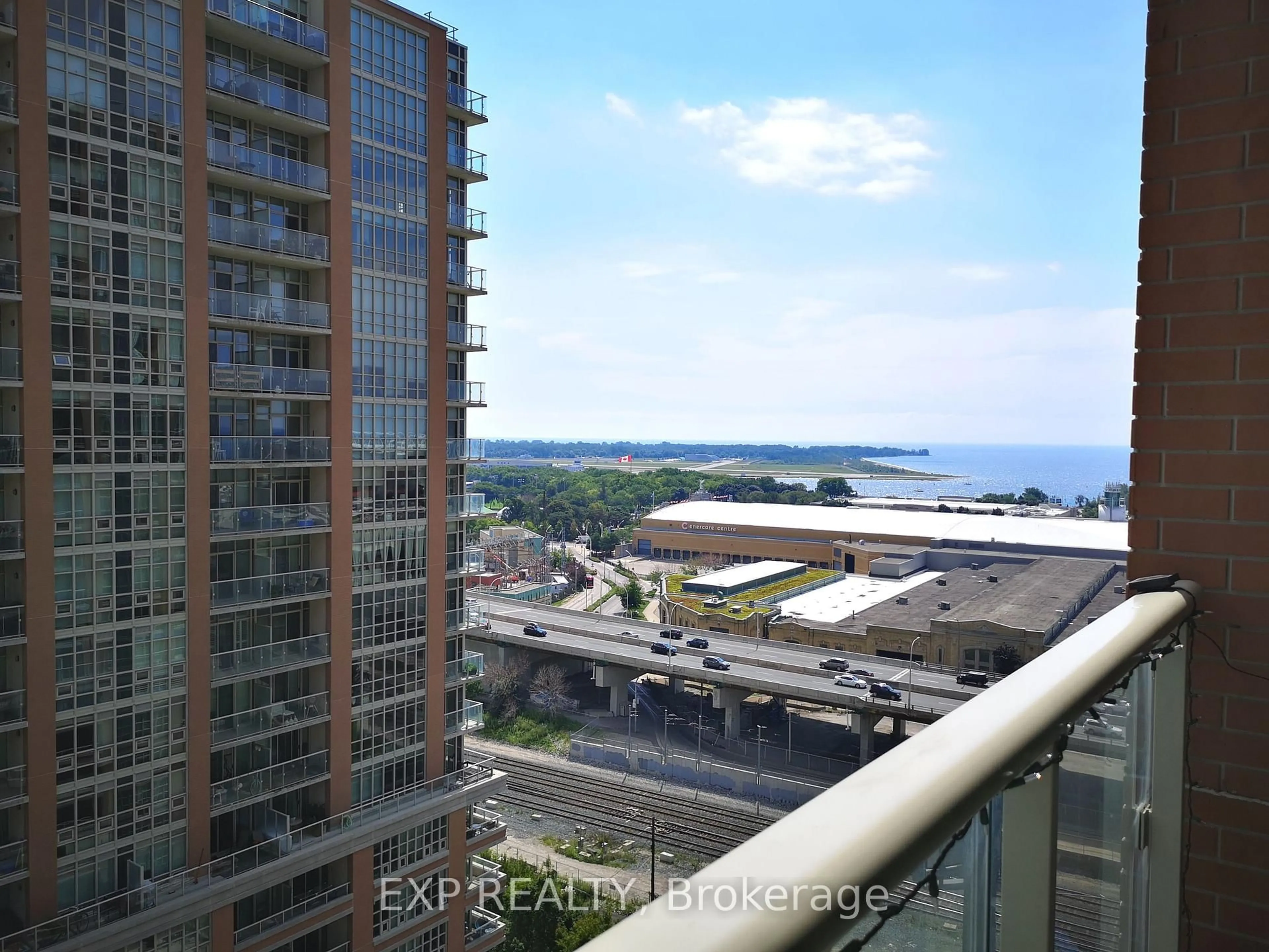 Balcony in the apartment, city buildings view from balcony for 75 East Liberty St #1718, Toronto Ontario M6K 3R3
