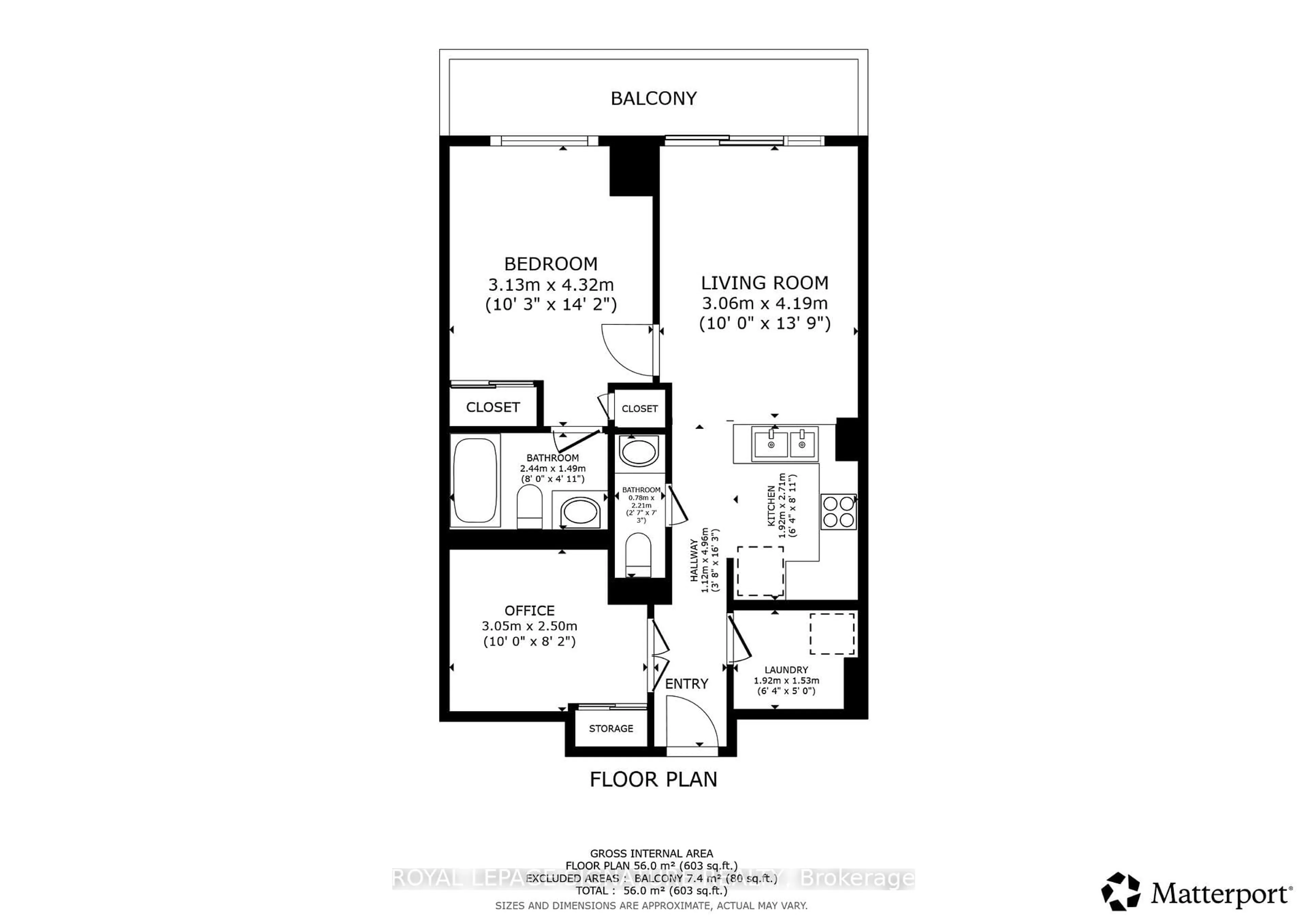Floor plan for 8 Scollard St #1405, Toronto Ontario M5R 1M2
