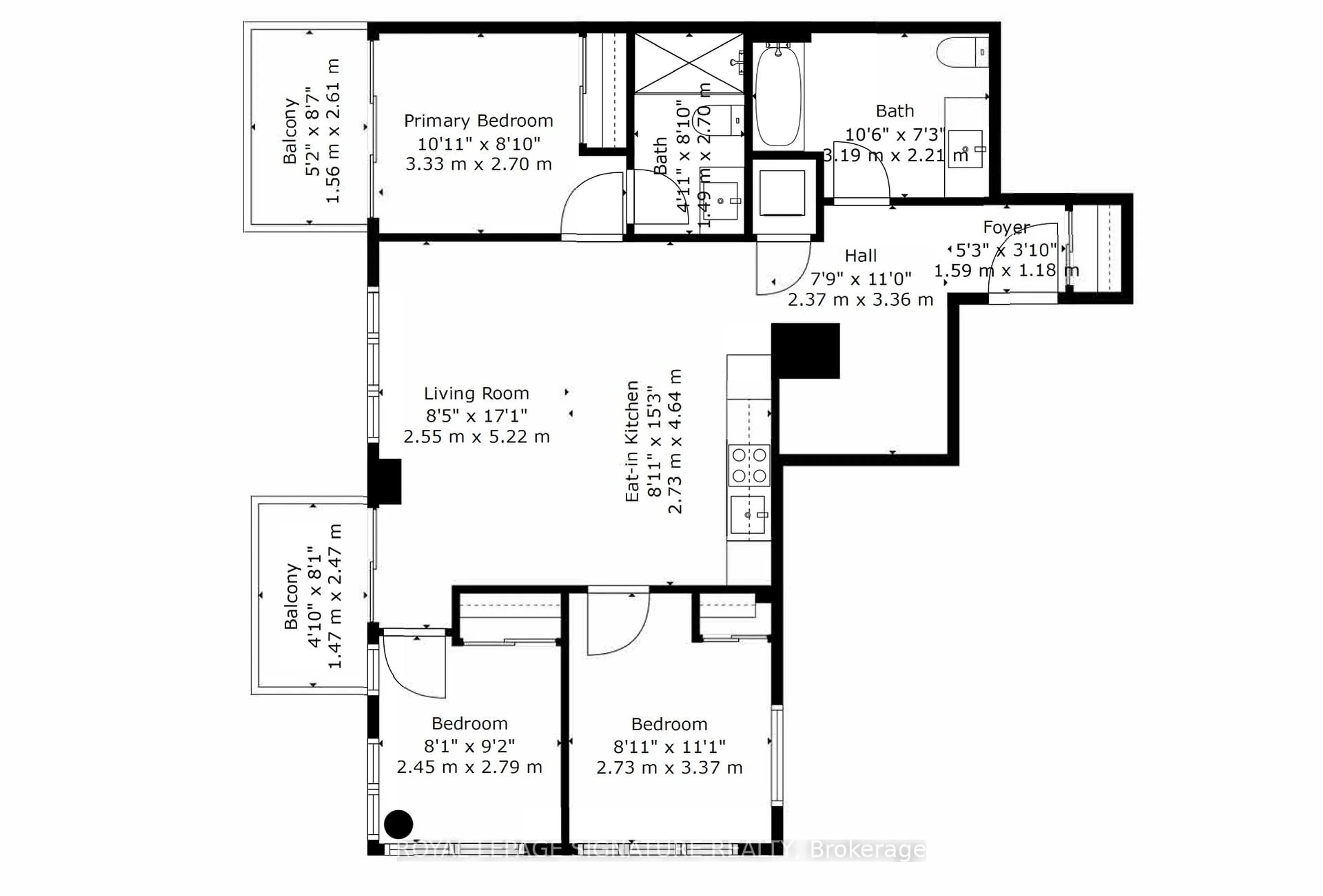 Floor plan for 2 Augusta Ave #1003, Toronto Ontario M5V 0T3
