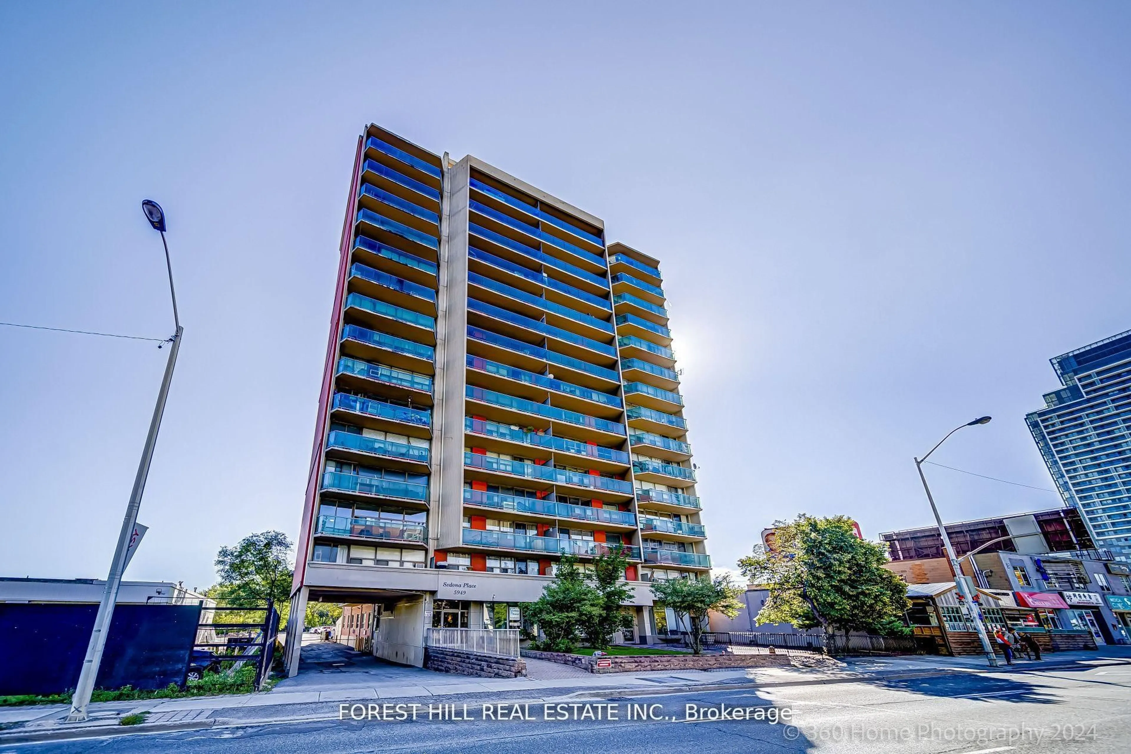 A pic from outside/outdoor area/front of a property/back of a property/a pic from drone, building for 5949 Yonge St #803, Toronto Ontario M2M 3V8