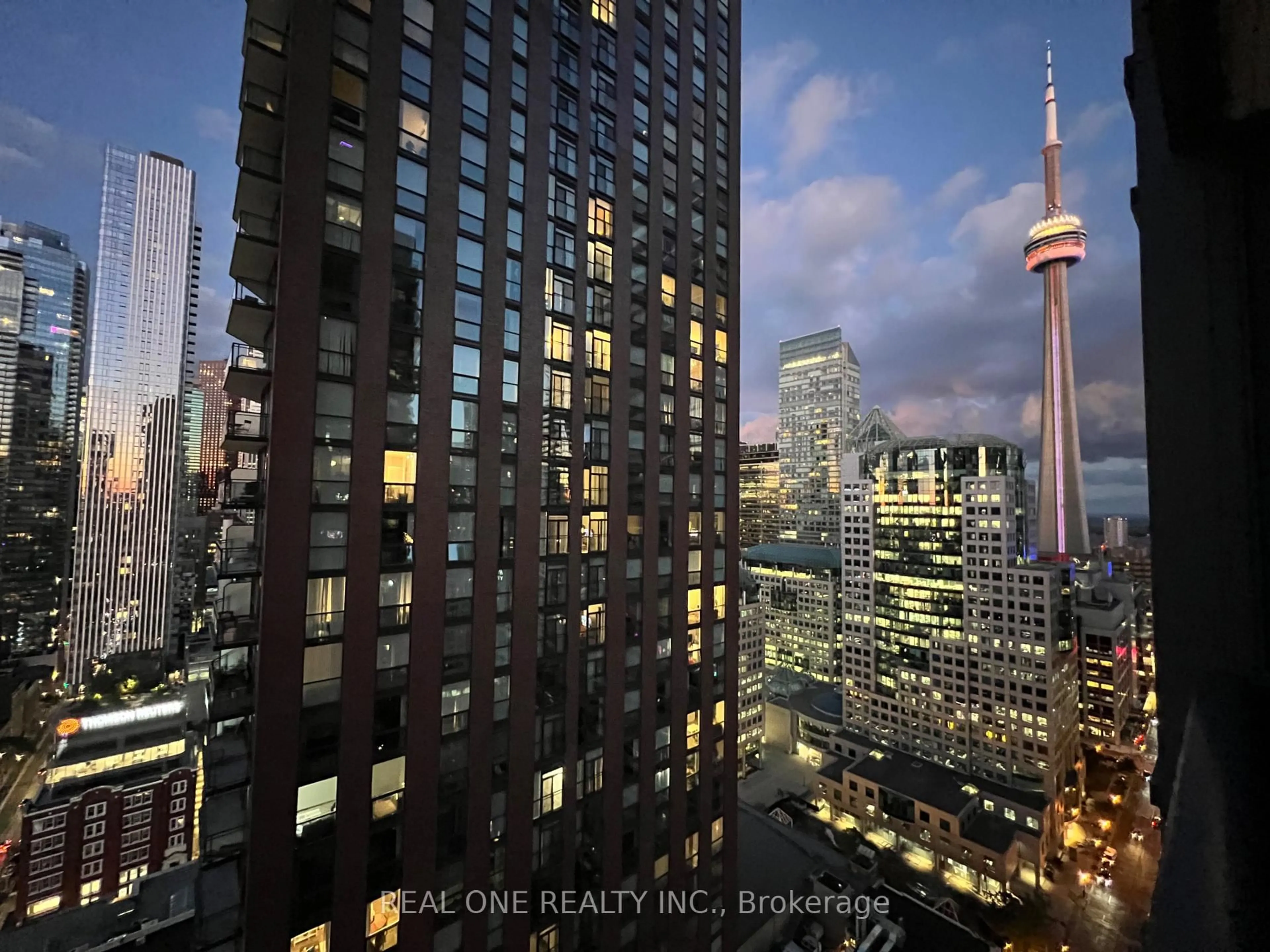 A pic from outside/outdoor area/front of a property/back of a property/a pic from drone, city buildings view from balcony for 295 Adelaide St #3106, Toronto Ontario M5V 0L4