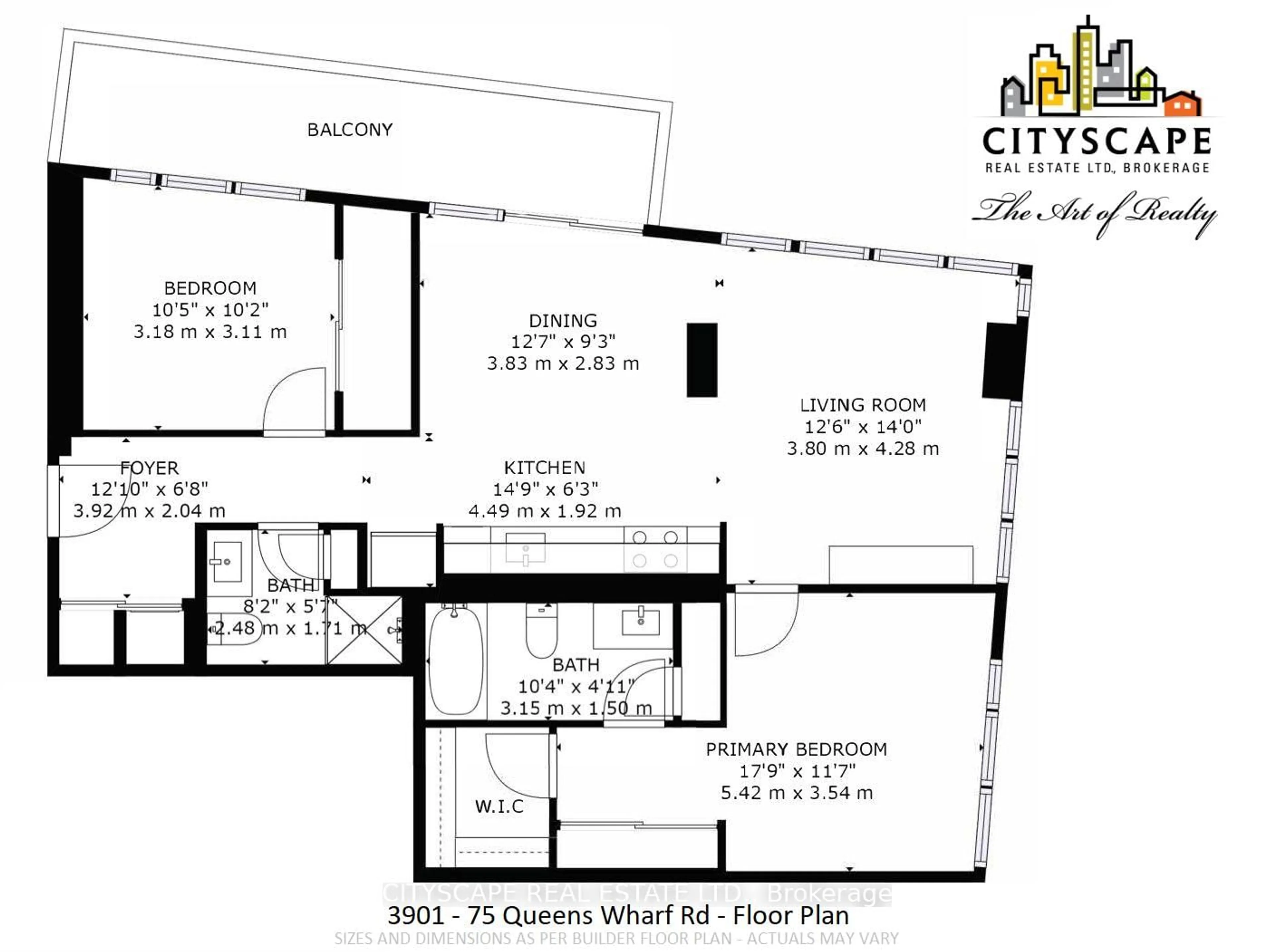 Floor plan for 75 Queens Wharf Rd #3901, Toronto Ontario M5V 0J8