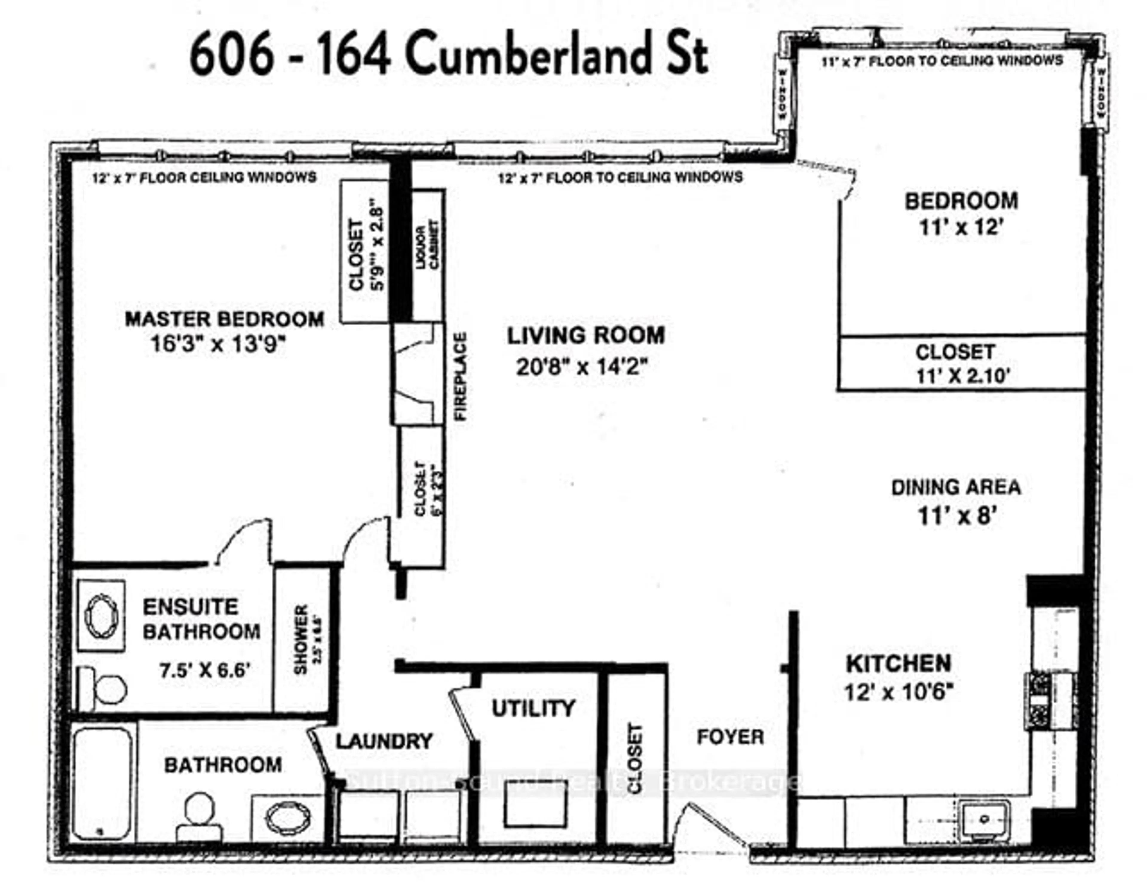Floor plan for 164 Cumberland St #606, Toronto Ontario M5R 1A8