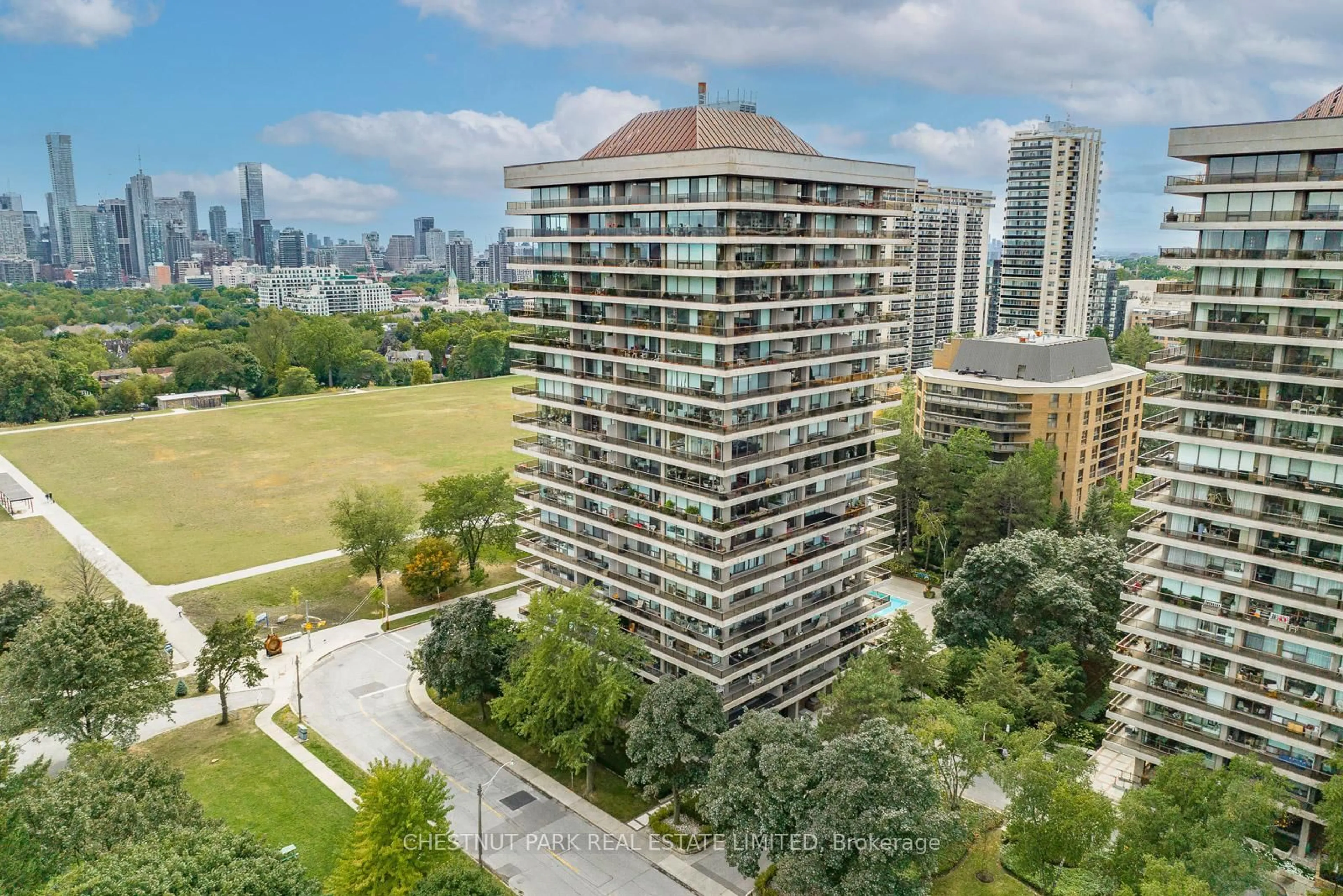 A pic from outside/outdoor area/front of a property/back of a property/a pic from drone, city buildings view from balcony for 10 Avoca Ave #704/05, Toronto Ontario M4T 2B7