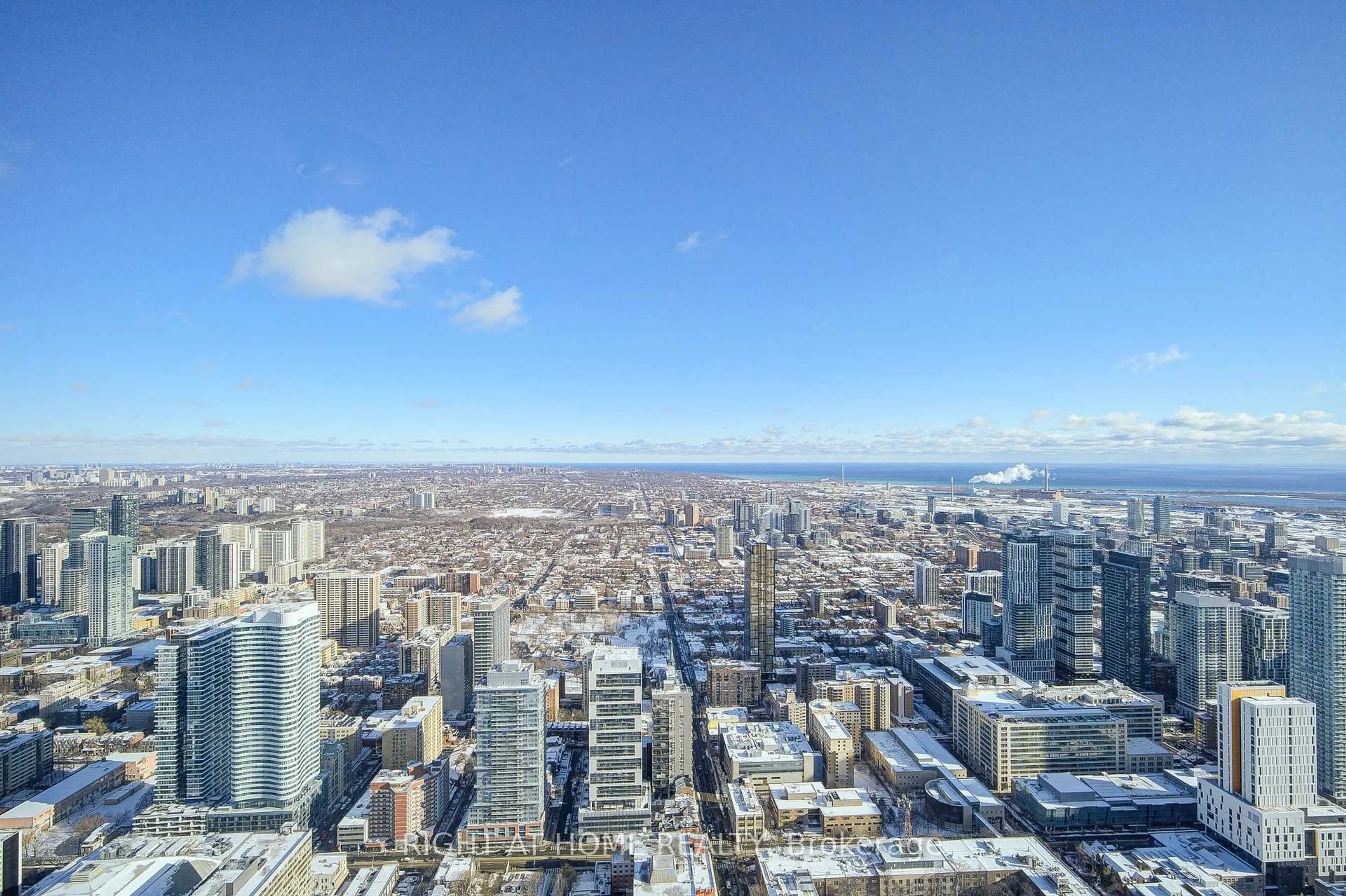 A pic from outside/outdoor area/front of a property/back of a property/a pic from drone, city buildings view from balcony for 388 Yonge St #7405, Toronto Ontario M5B 0A4