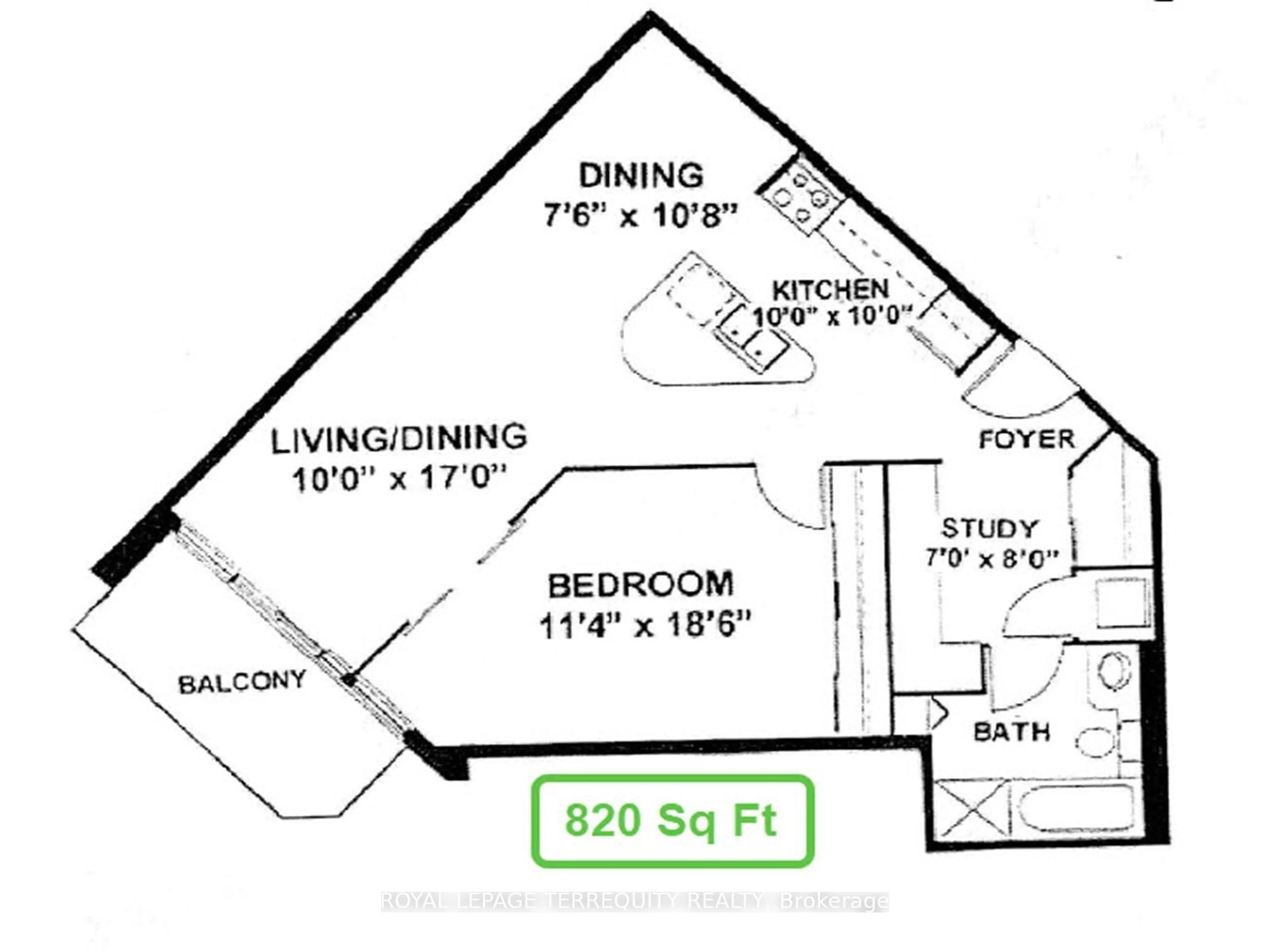 Floor plan for 228 Queens Quay #1112, Toronto Ontario M5J 2X1