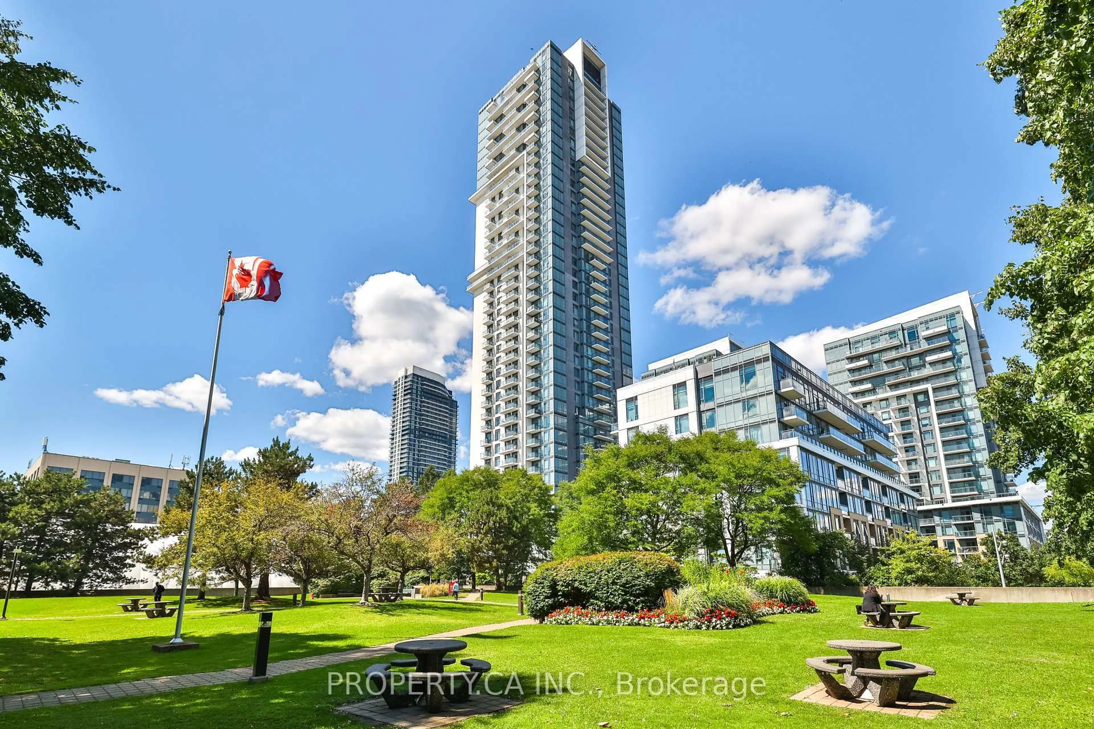 Patio, city buildings view from balcony for 55 Ann O'Reilly Rd #2512, Toronto Ontario M2J 0E1