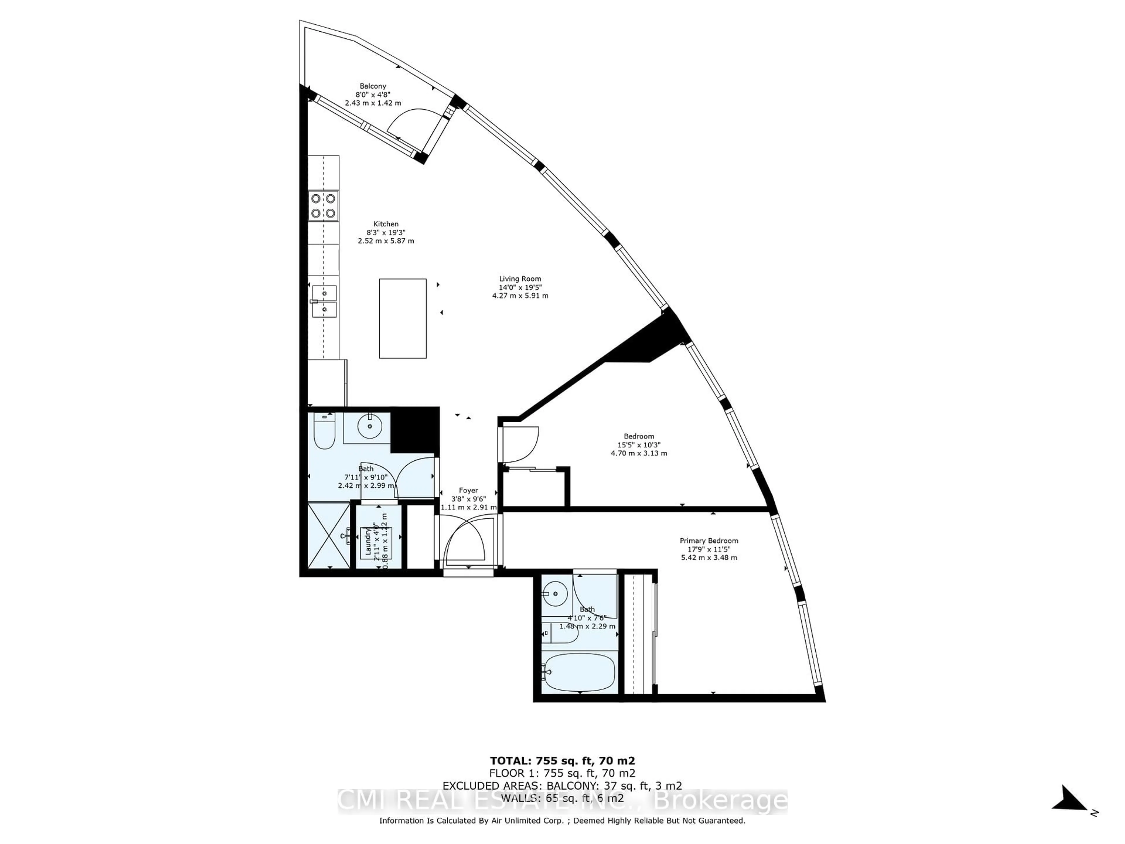 Floor plan for 18 Yonge St #2603, Toronto Ontario M5E 1Z8
