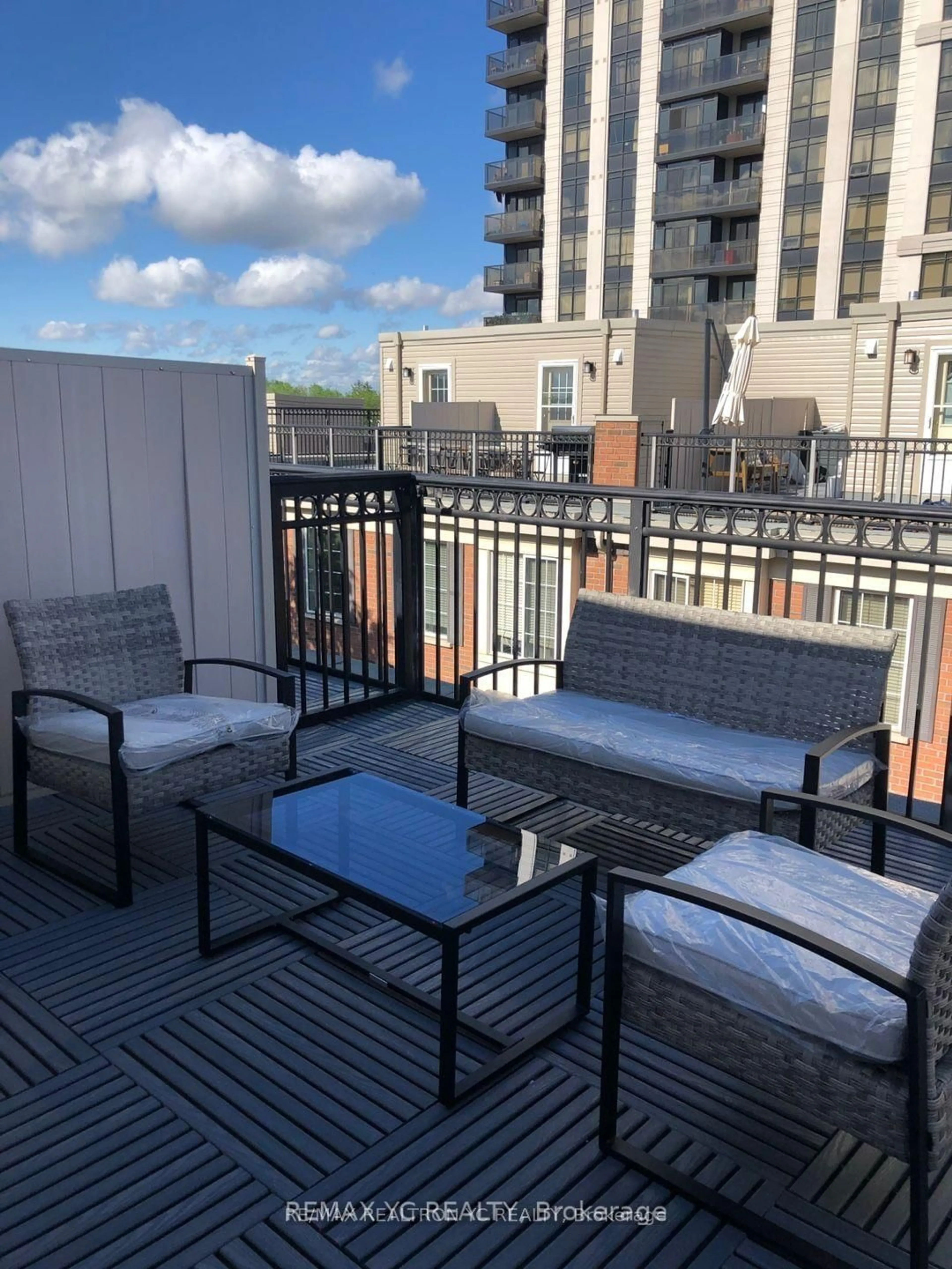 Patio, city buildings view from balcony for 3 Everson Dr #526, Toronto Ontario M2N 7C2