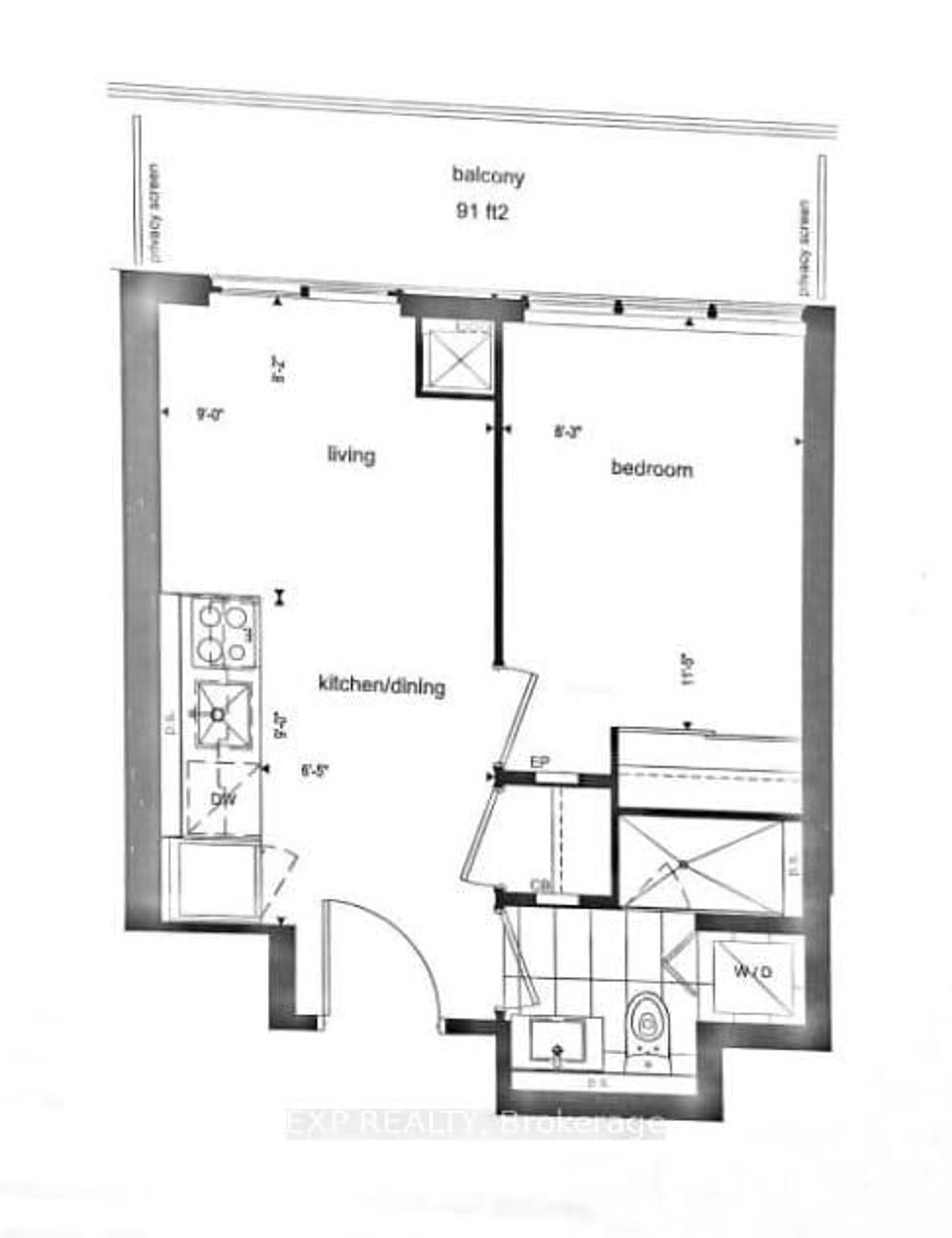 Floor plan for 195 Redpath Ave #3213, Toronto Ontario M4P 0E4