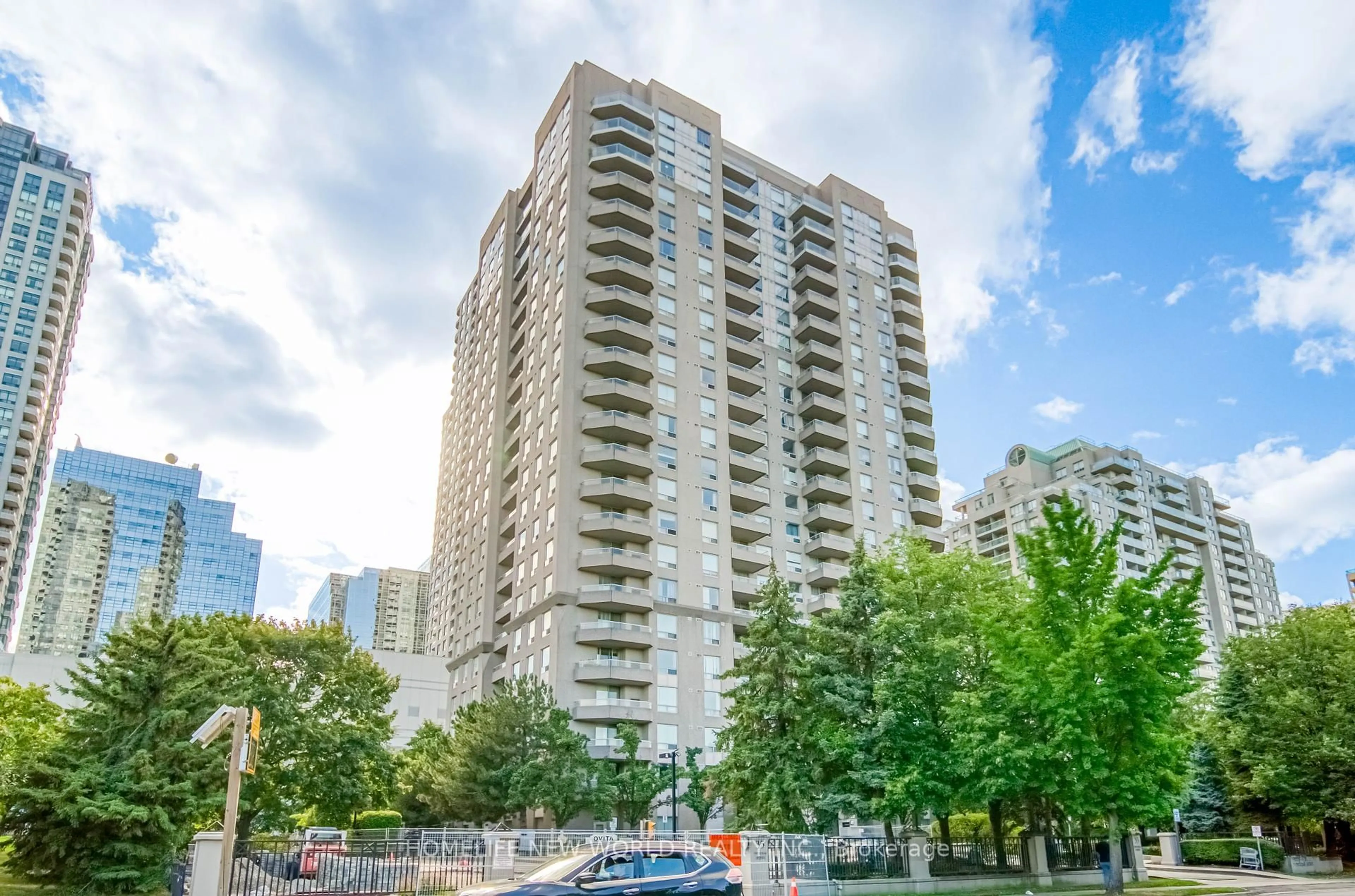 Patio, city buildings view from balcony for 35 Empress Ave #1908, Toronto Ontario M2N 3T2