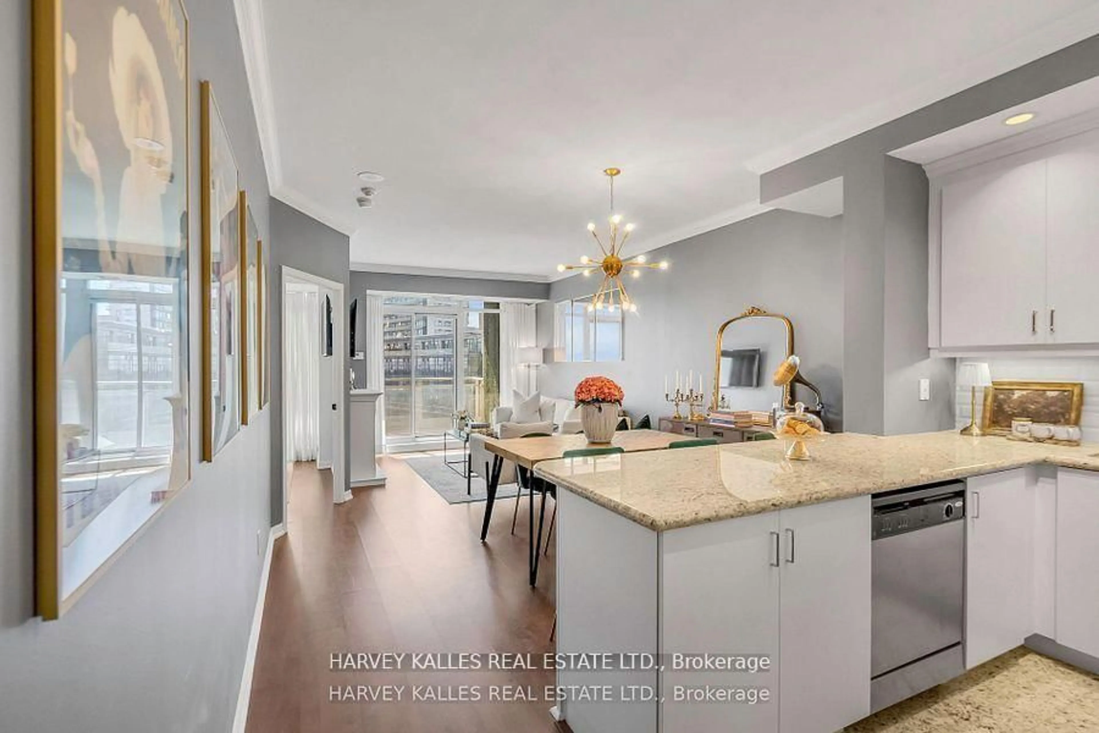 Open concept kitchen, ceramic/tile floor for 21 Grand Magazine St #1402, Toronto Ontario M5V 1B5