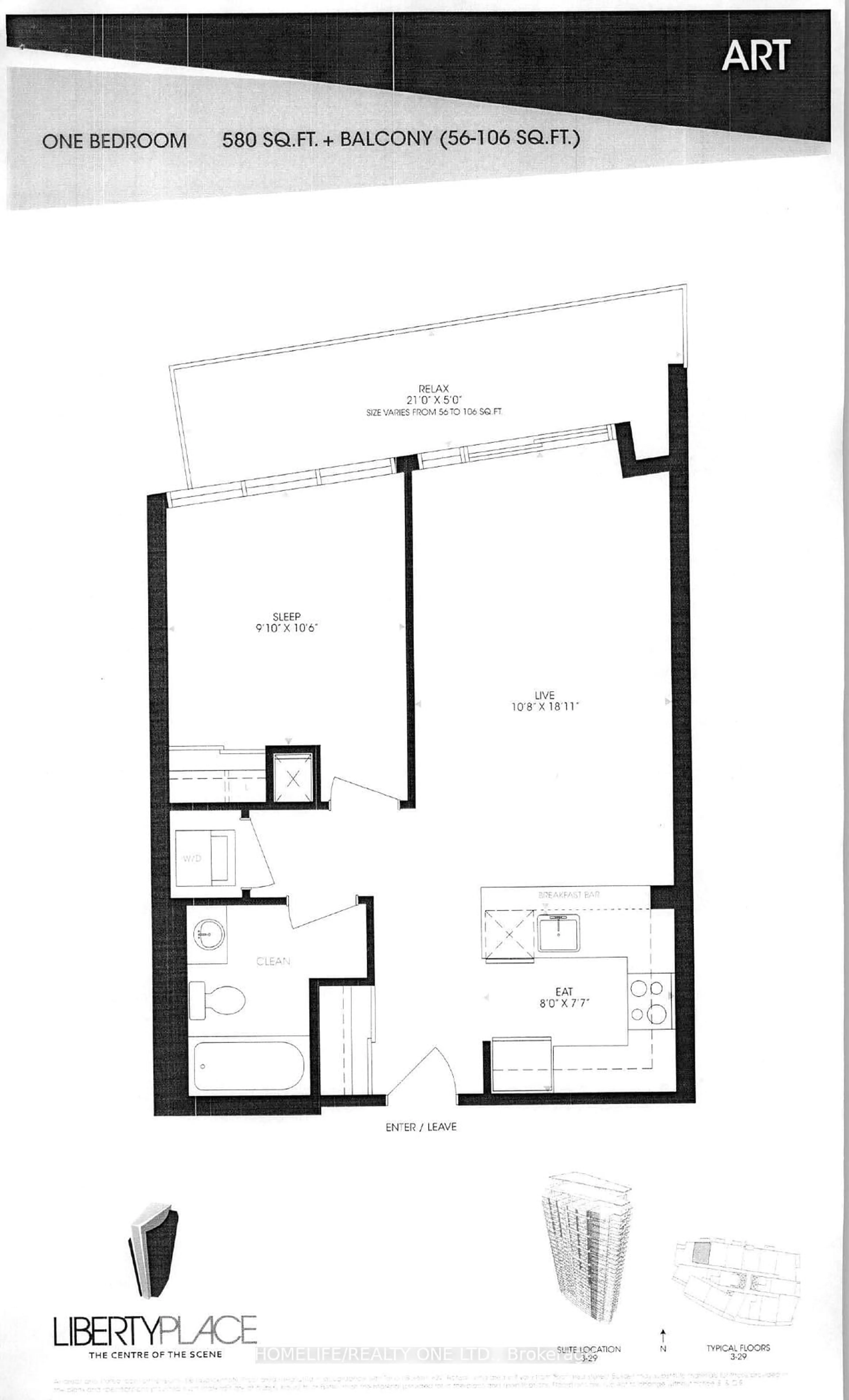 Floor plan for 150 East Liberty St #515, Toronto Ontario M6K 3R5