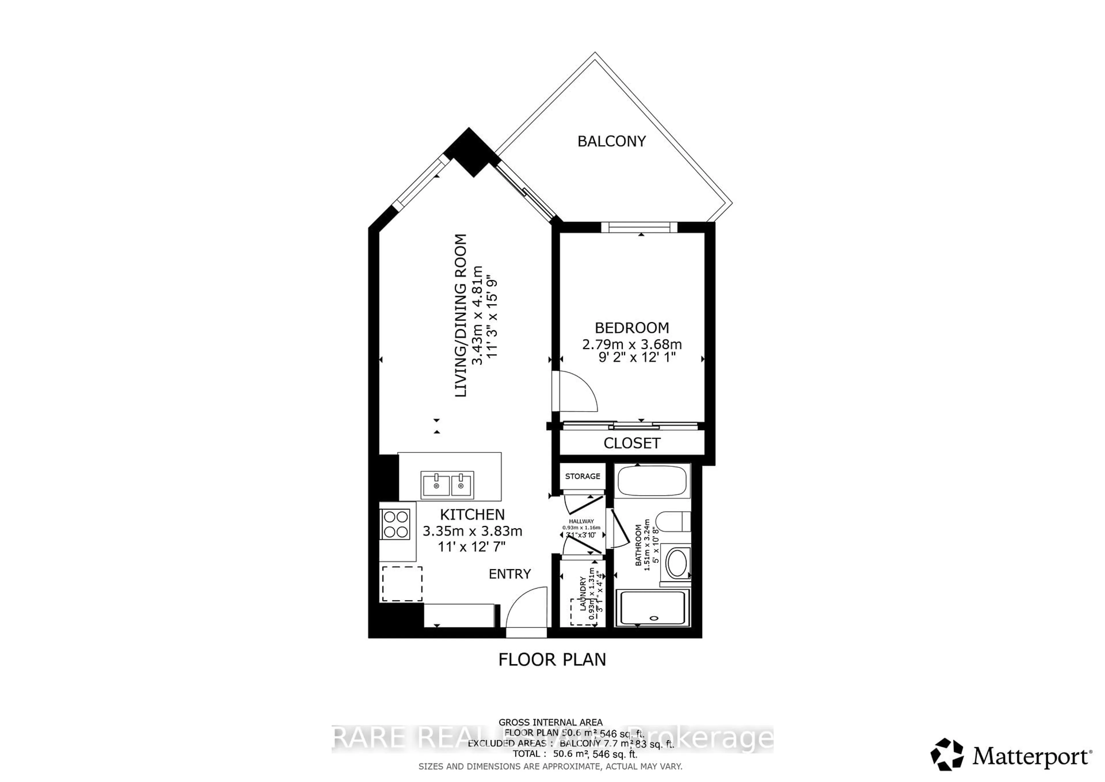 Floor plan for 410 Queens Quay #413, Toronto Ontario M5V 3T1