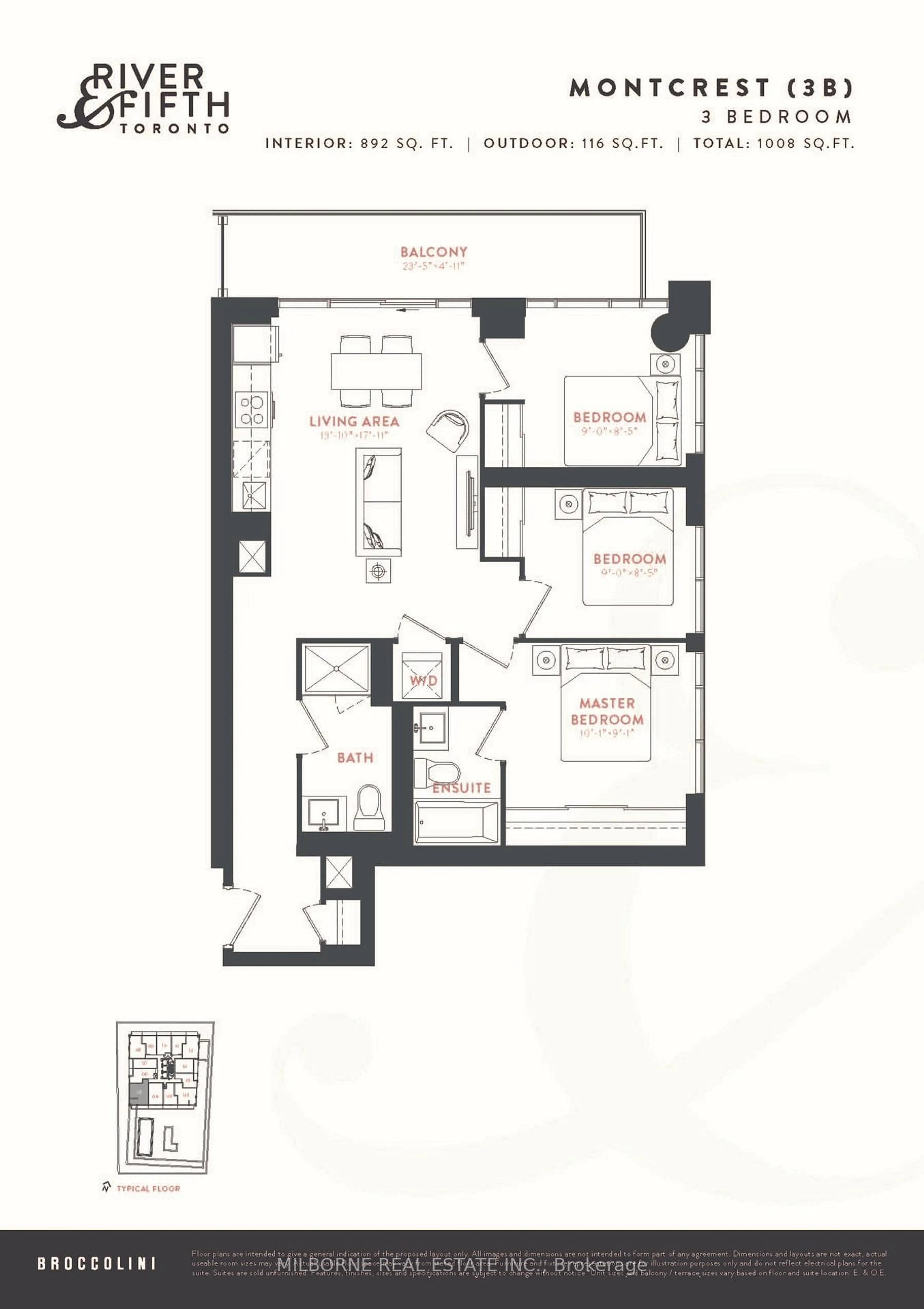 Floor plan for 5 Defries St #1905, Toronto Ontario M5A 0W7