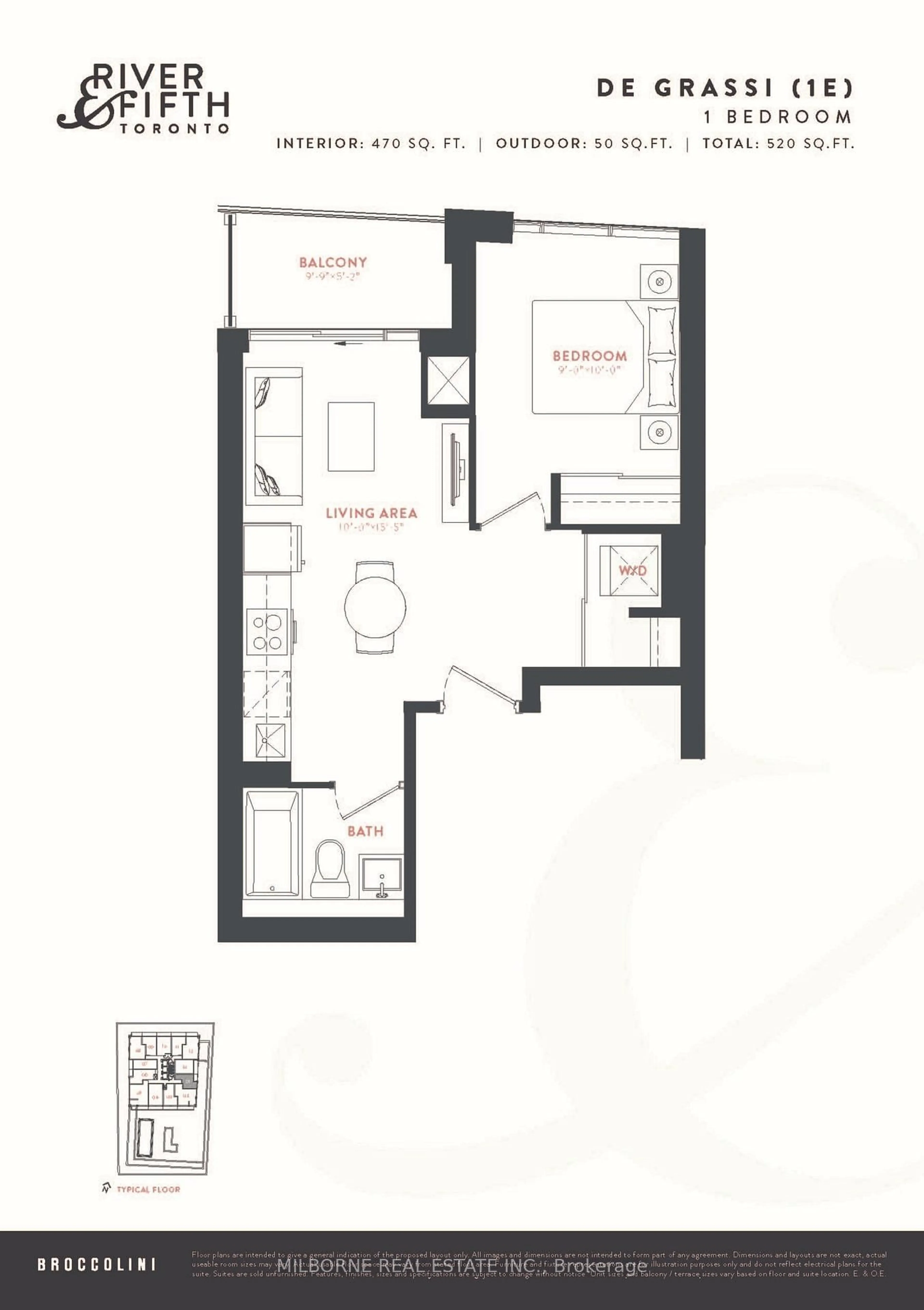 Floor plan for 5 Defries St #3701, Toronto Ontario M5A 0W7