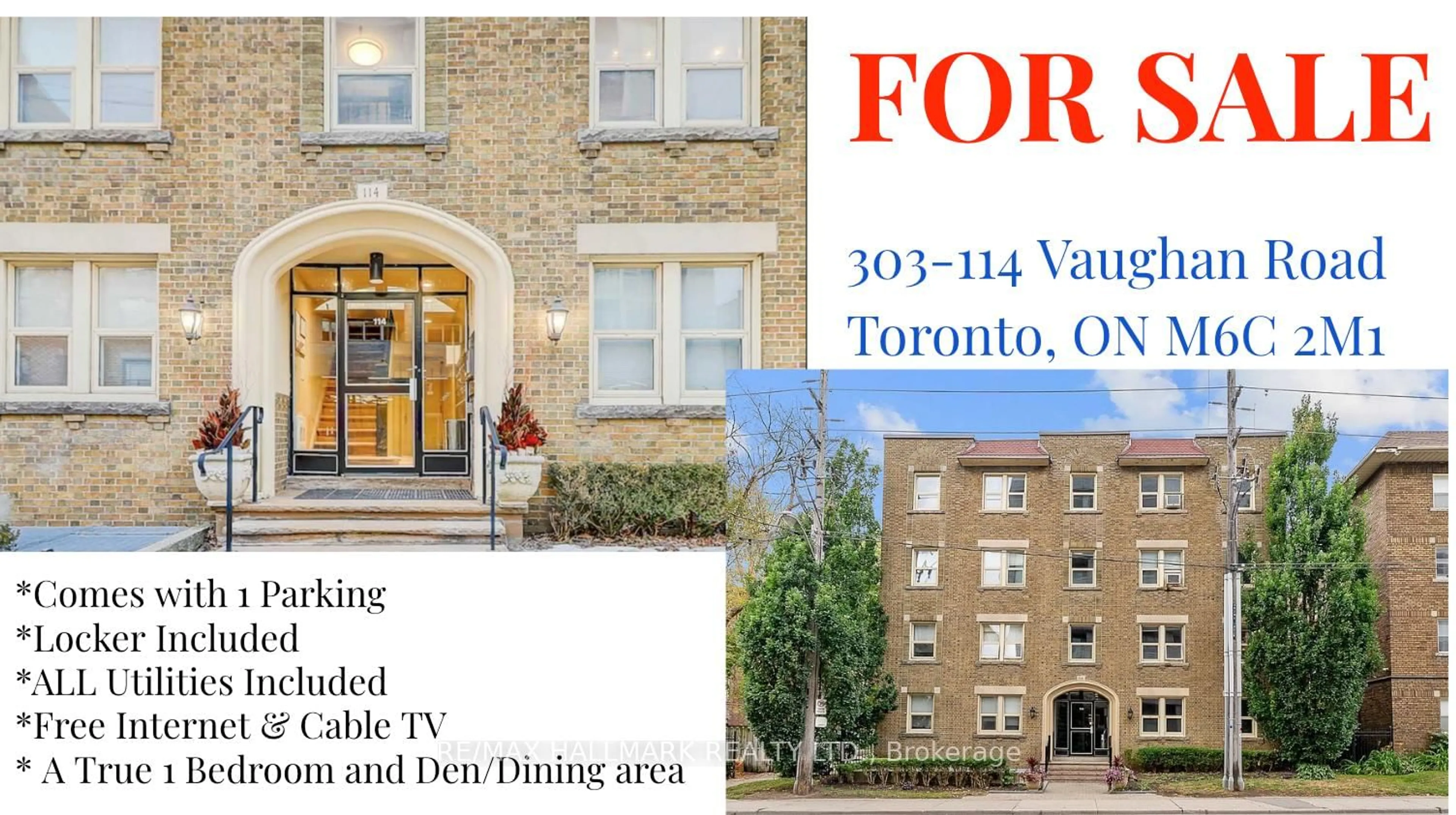 Home with brick exterior material, building for 114 Vaughan Rd #303, Toronto Ontario M6C 2M1